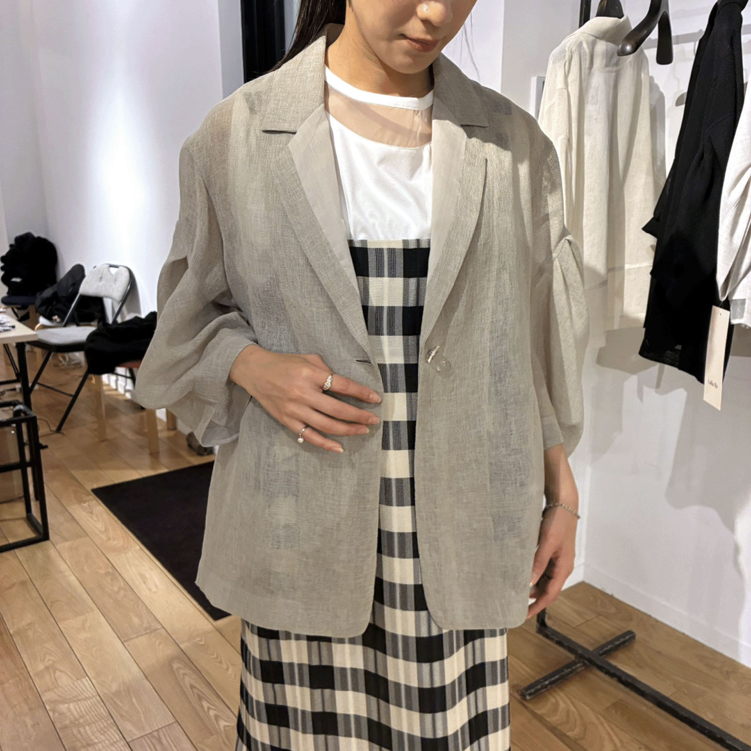 ハルズアミ コクーンスリーブメッシュジャケット - 画像7