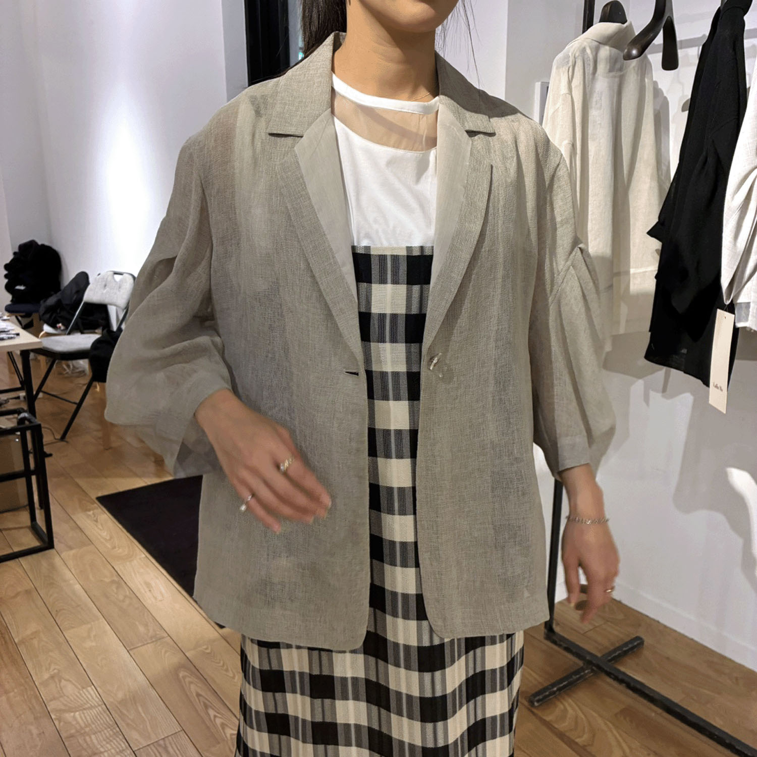 ハルズアミ コクーンスリーブメッシュジャケット - 画像9