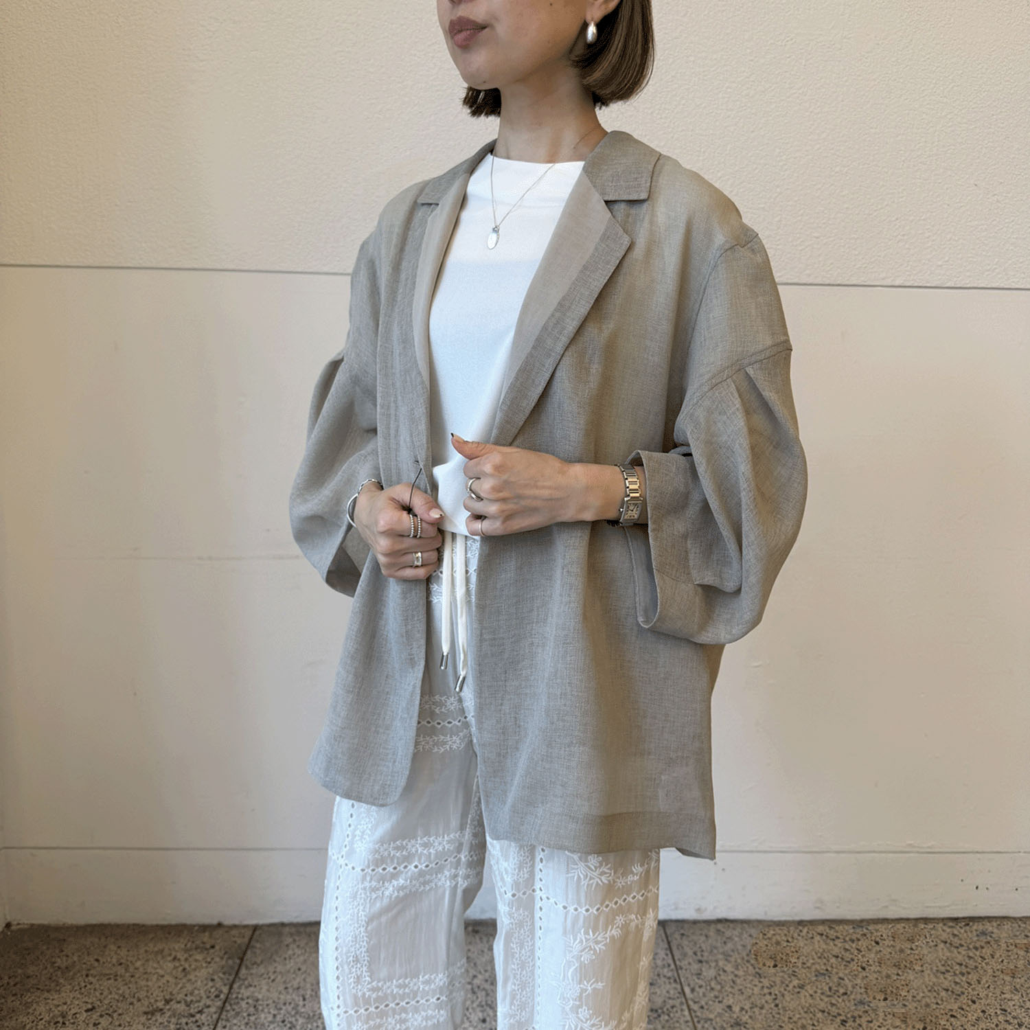 ハルズアミ コクーンスリーブメッシュジャケット