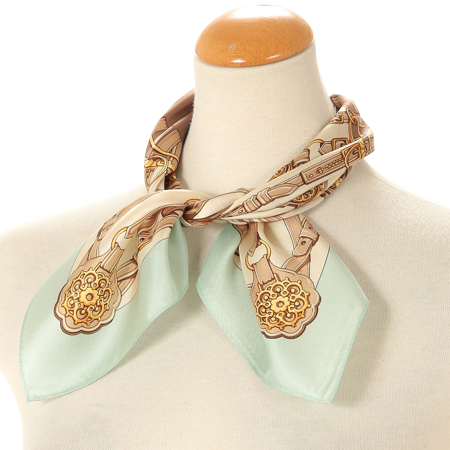 日本製 シルクチェーン柄スカーフ - 画像3