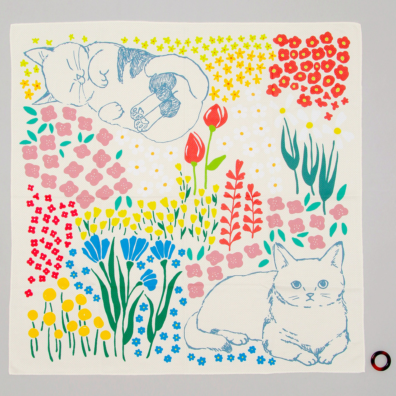 【ベージュ在庫限り】ひんやりスカーフ ねこと花柄 - 画像2