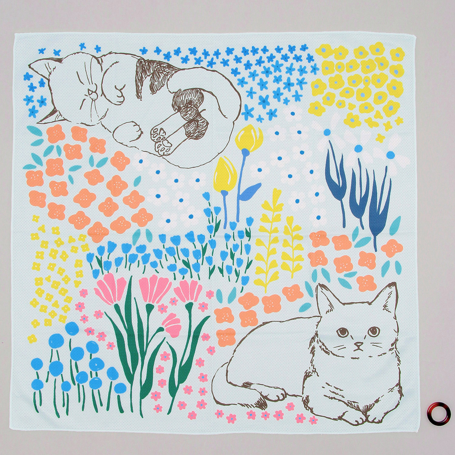 【ベージュ在庫限り】ひんやりスカーフ ねこと花柄 - 画像3