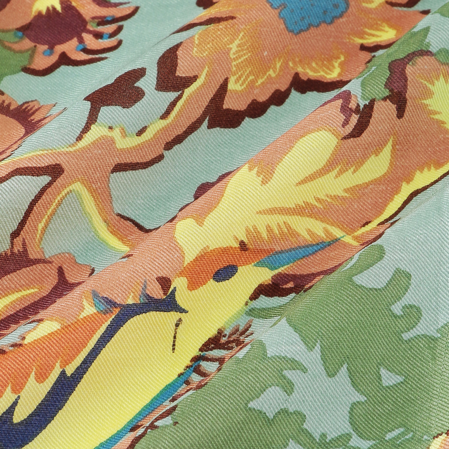 インド製 花鳥柄シルクスカーフ - 画像4