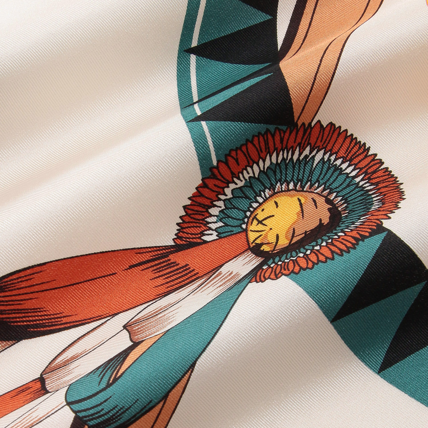 日本製 シルク馬柄大判スカーフ 88×88 - 画像3