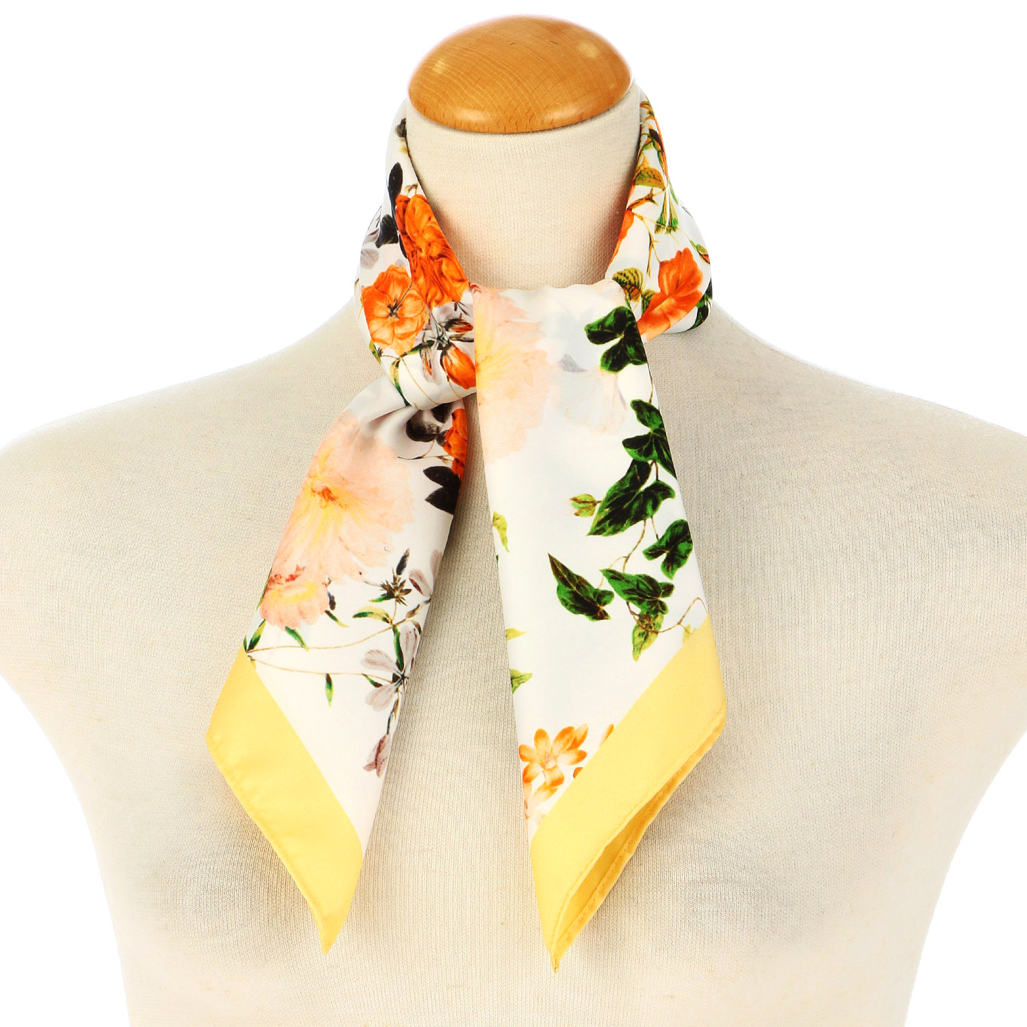 両面プリントフラワースカーフ 70×70 - 画像1