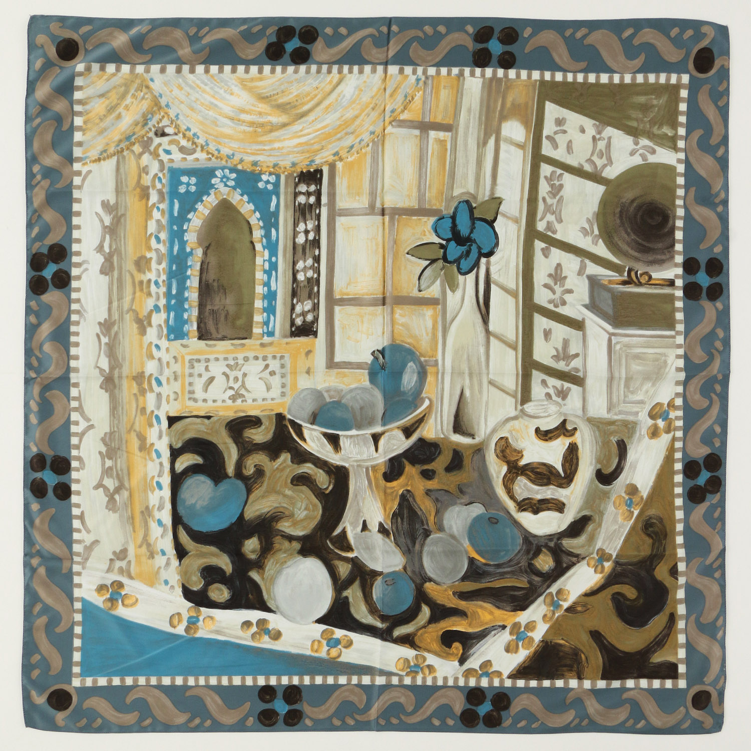 イタリア製 アート柄大判スカーフ 88×88 - 画像3