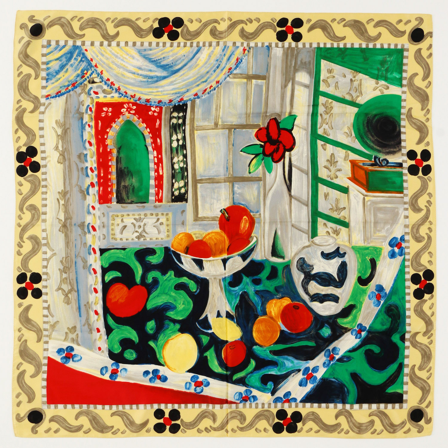 イタリア製 アート柄大判スカーフ 88×88 - 画像5