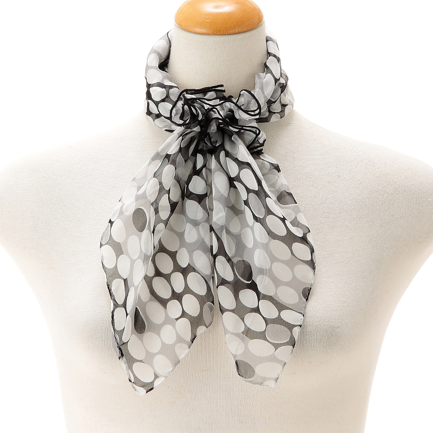 日本製 シルクシフォンシュシュ付きスカーフ - 画像6