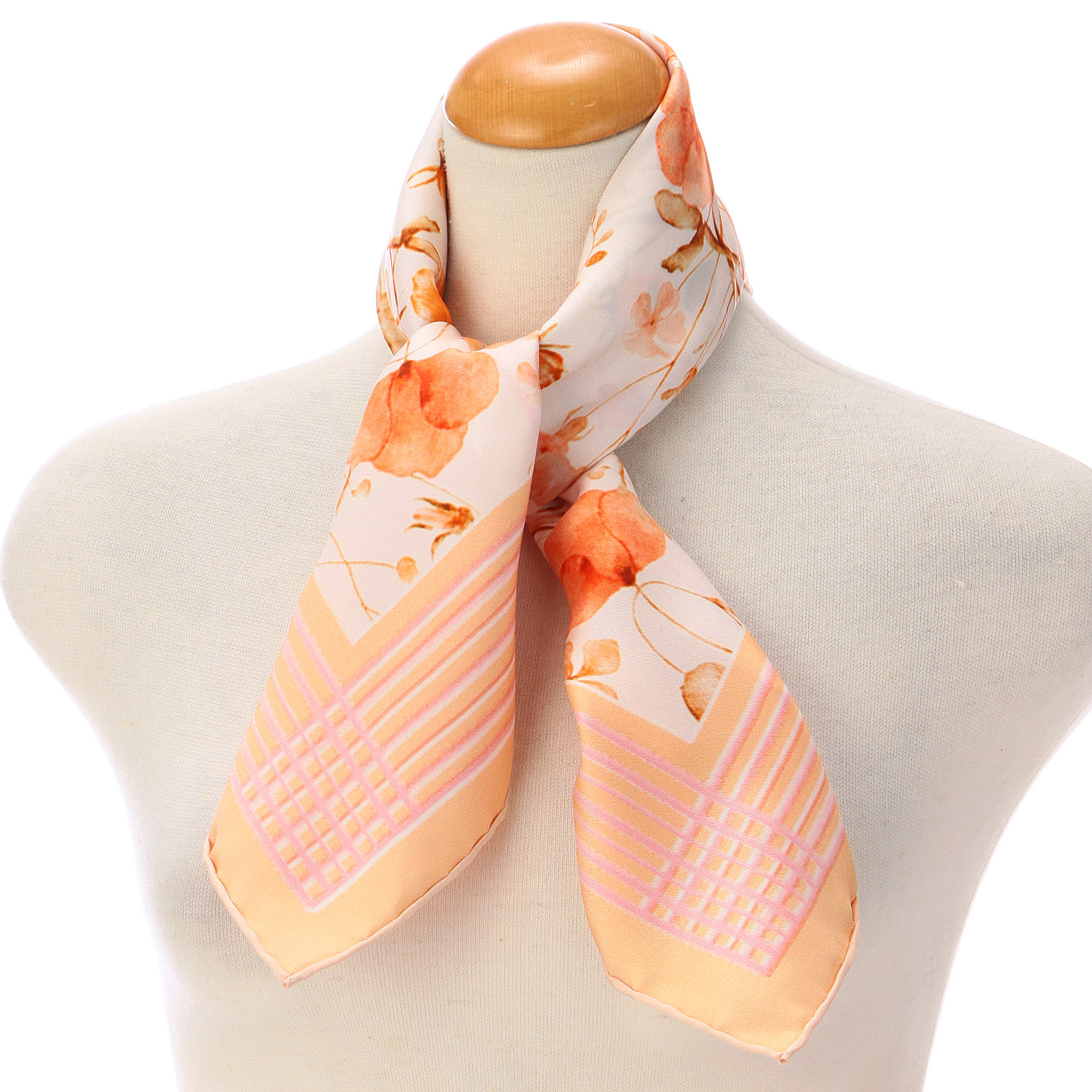 シルク両面花柄プリントスカーフ 64×64 - 画像2