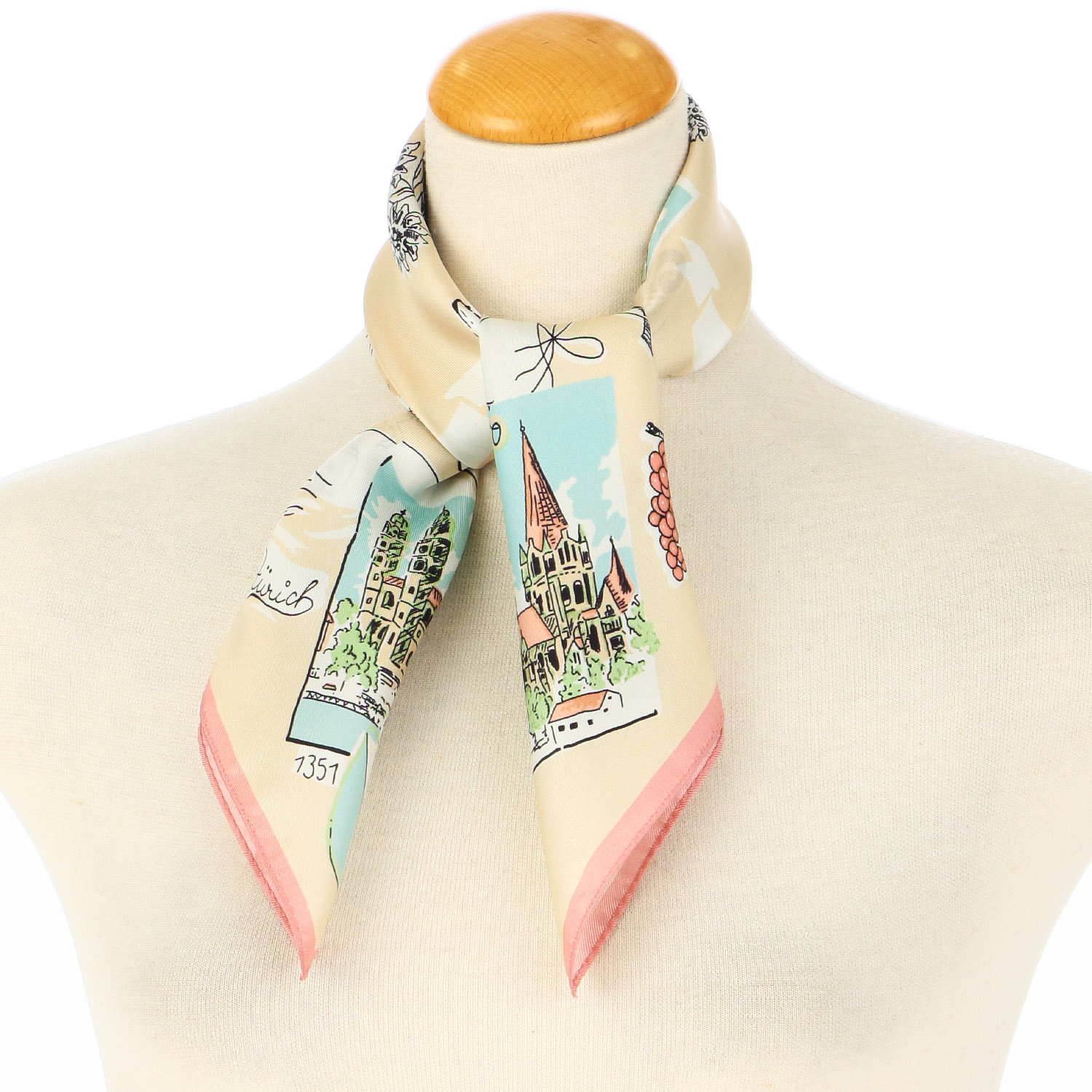 日本製 横浜シルクスカーフ スイス 53×53 - 画像2