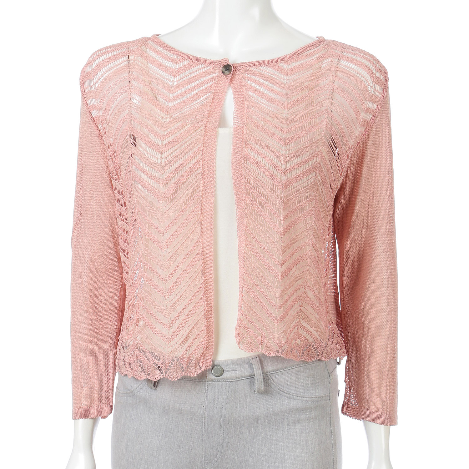 和紙一つ釦透かしカーディガン - 画像1