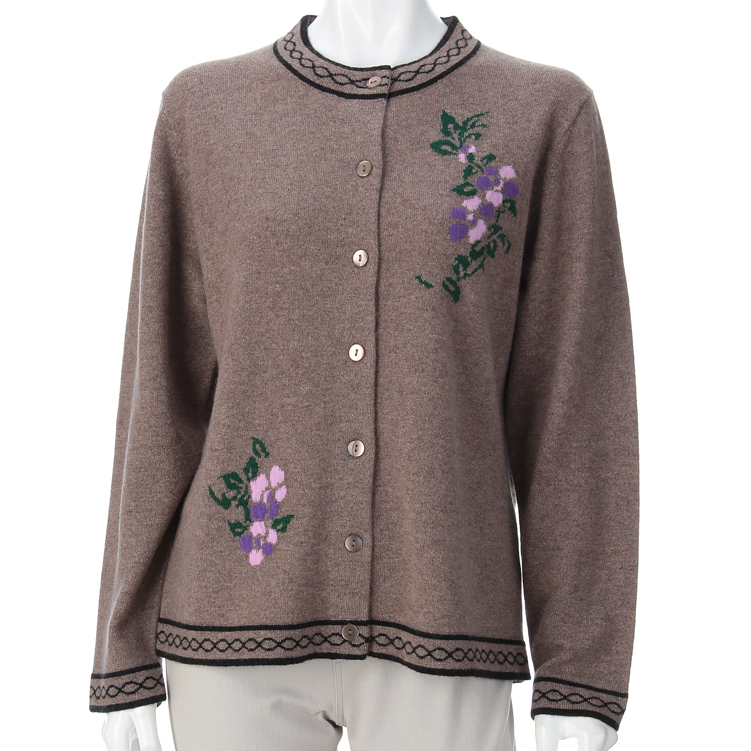 カシミヤインターシャカーディガン