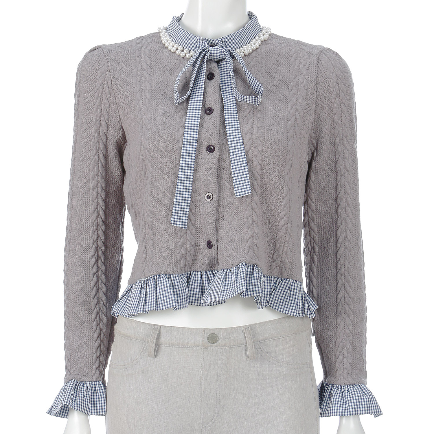 クラシカルケーブル編みニットカーディガン