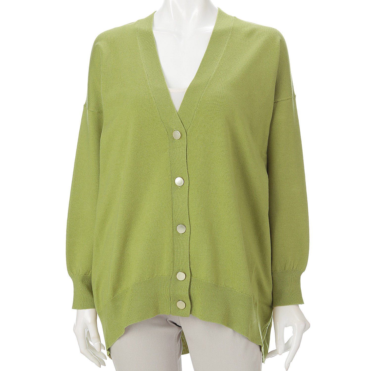 天竺ワイドVネックカーディガン - 画像12