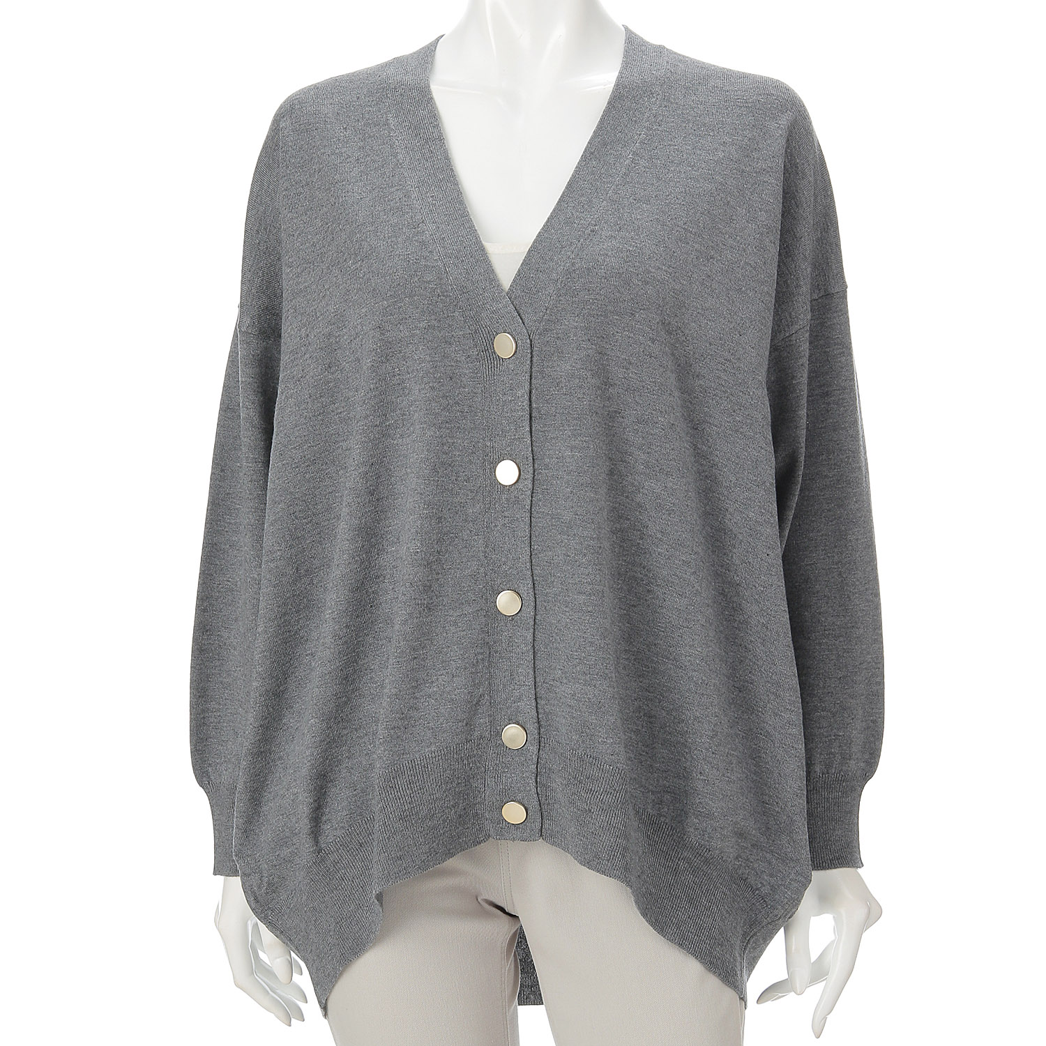 天竺ワイドVネックカーディガン - 画像4