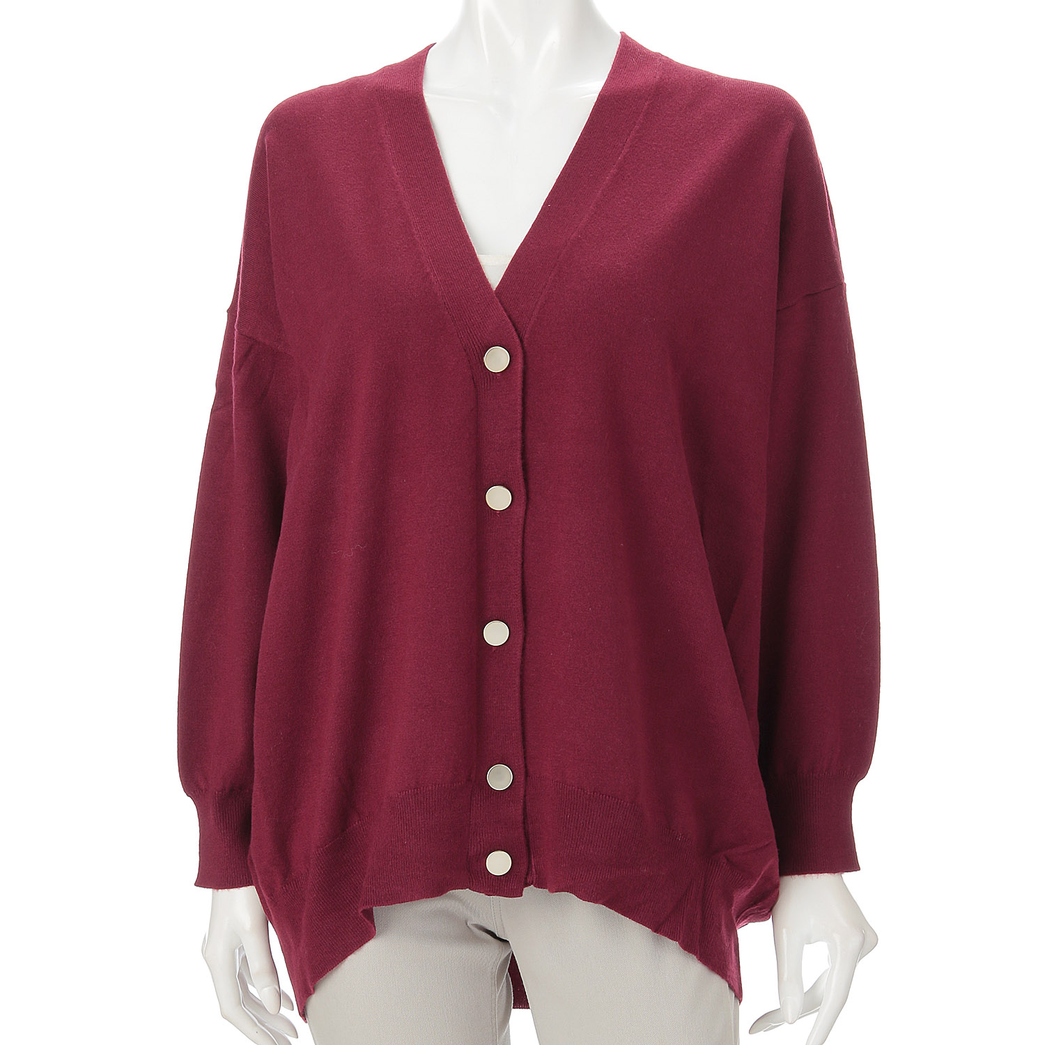 天竺ワイドVネックカーディガン - 画像8