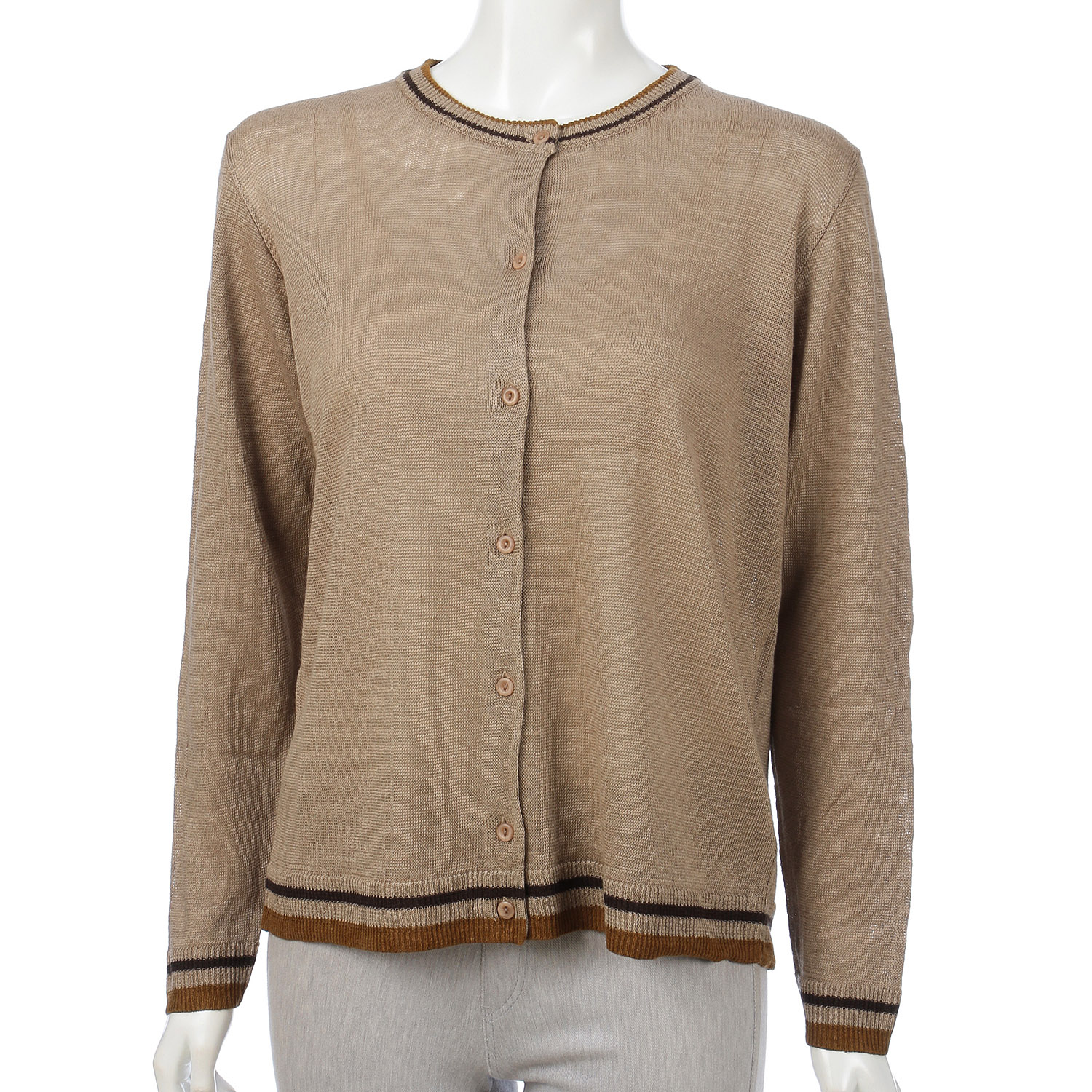 麻100％3配色カーディガン - 画像13