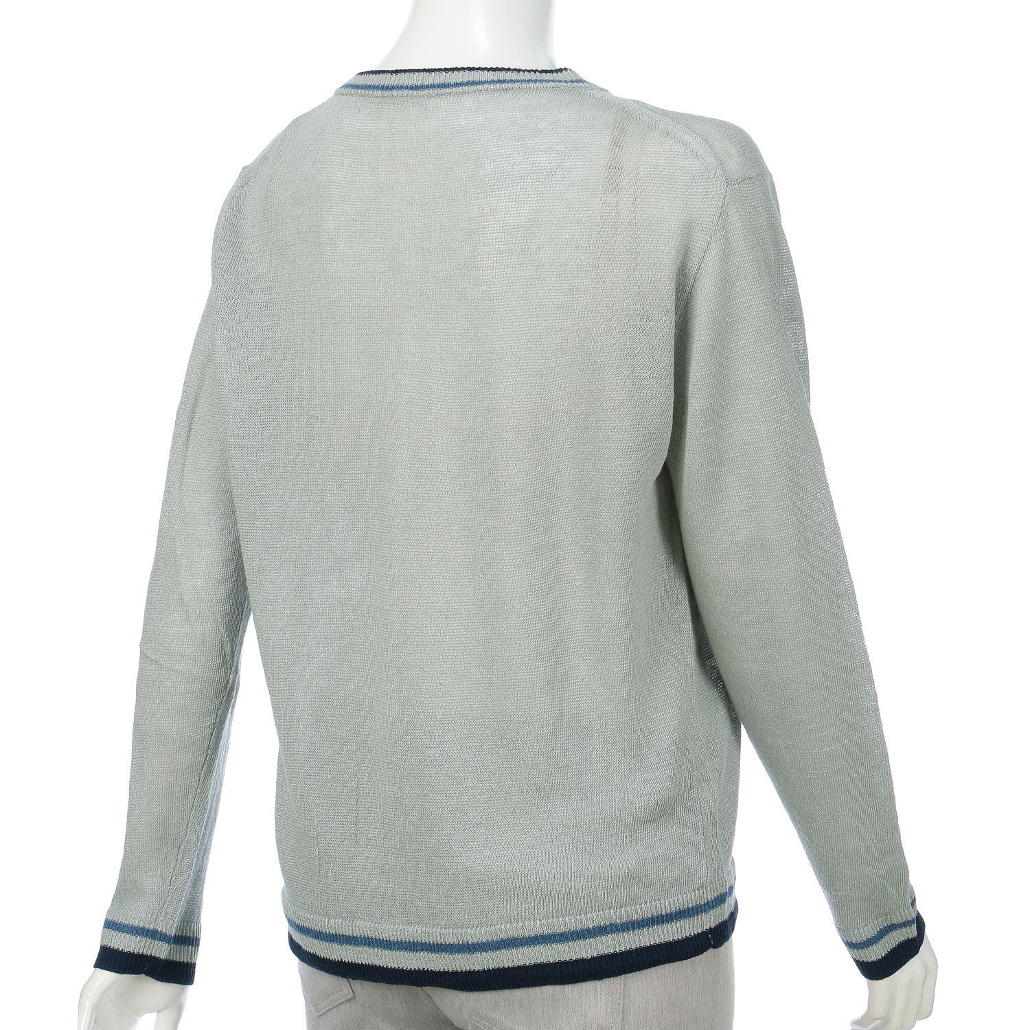 麻100％3配色カーディガン - 画像3