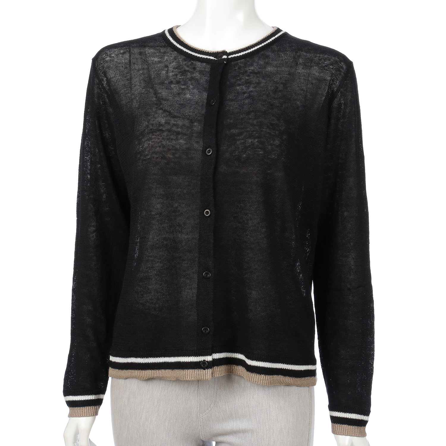 麻100％3配色カーディガン - 画像8