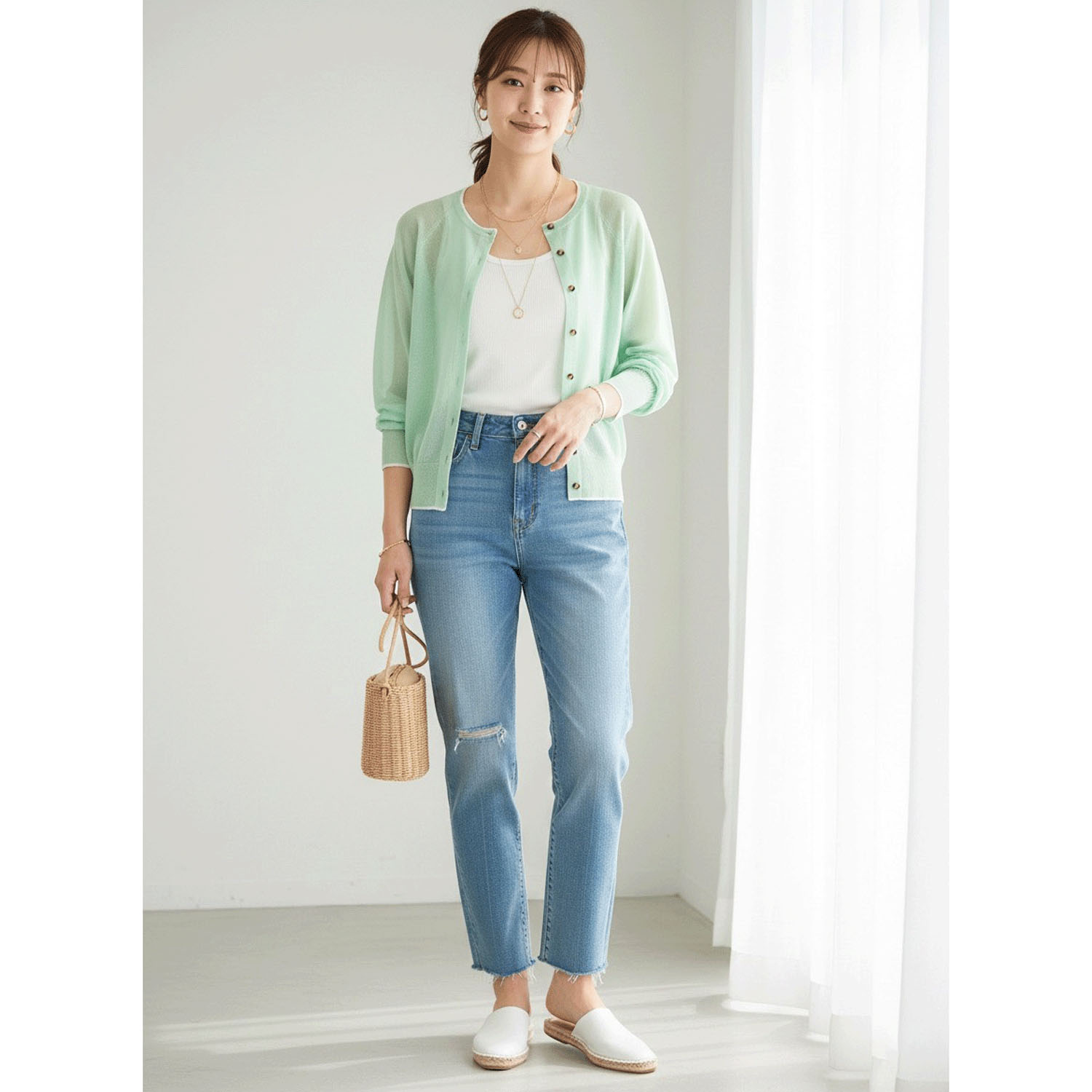 LEVITA配色クルーネックカーディガン - 画像25