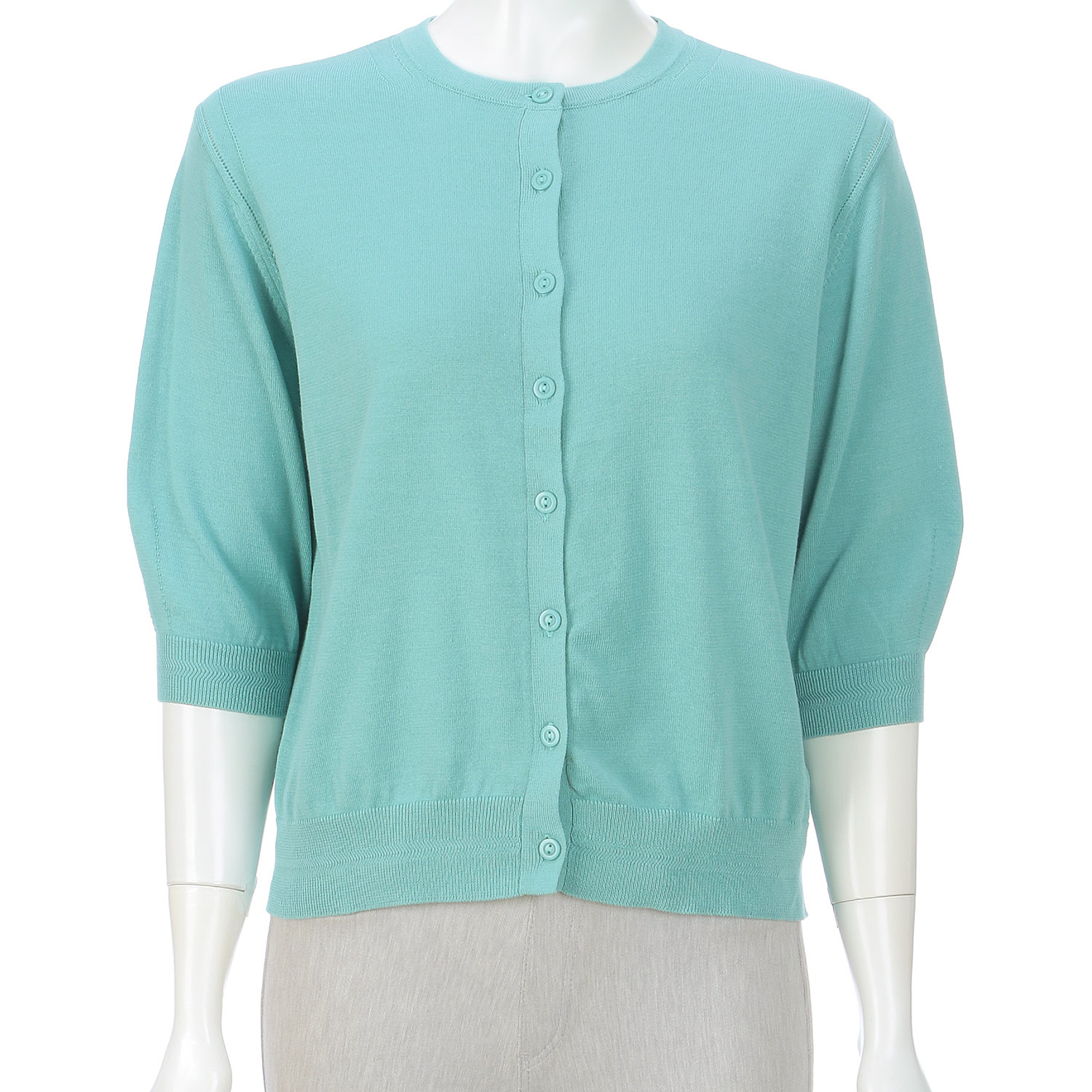 スビンコットン丸首六分袖カーディガン - 画像15