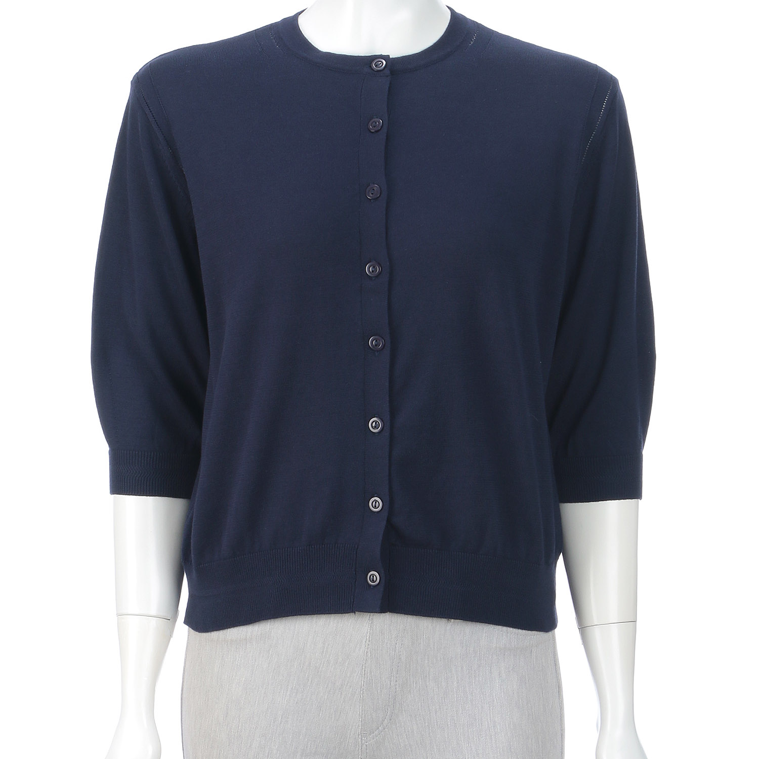 スビンコットン丸首六分袖カーディガン - 画像16