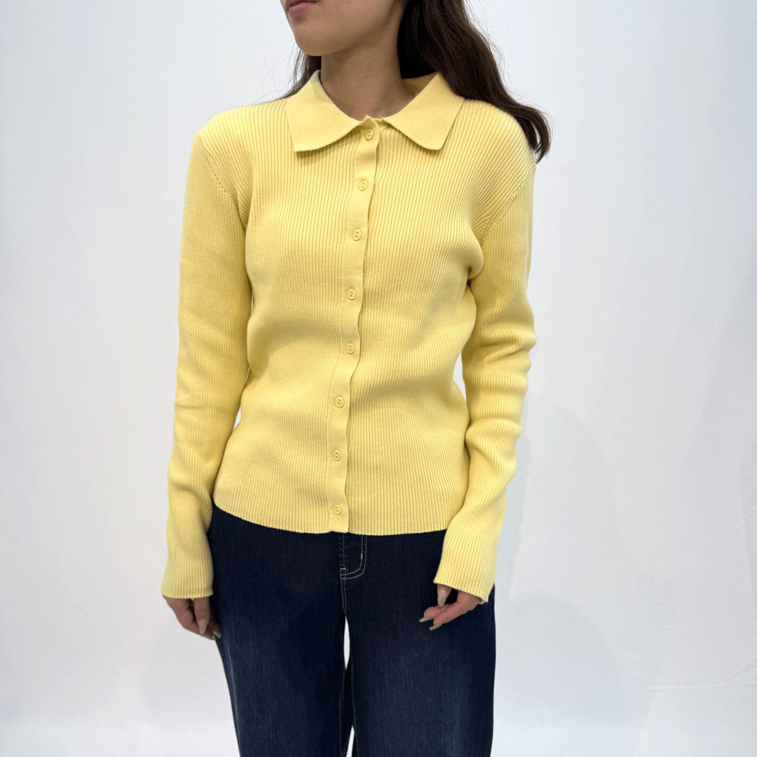 【Insta Live】スビンコットンポロ衿リブ編みカーディガン - 画像10