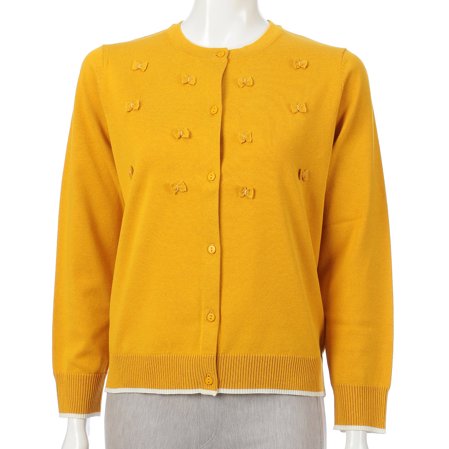 リボンモチーフ使いカーディガン