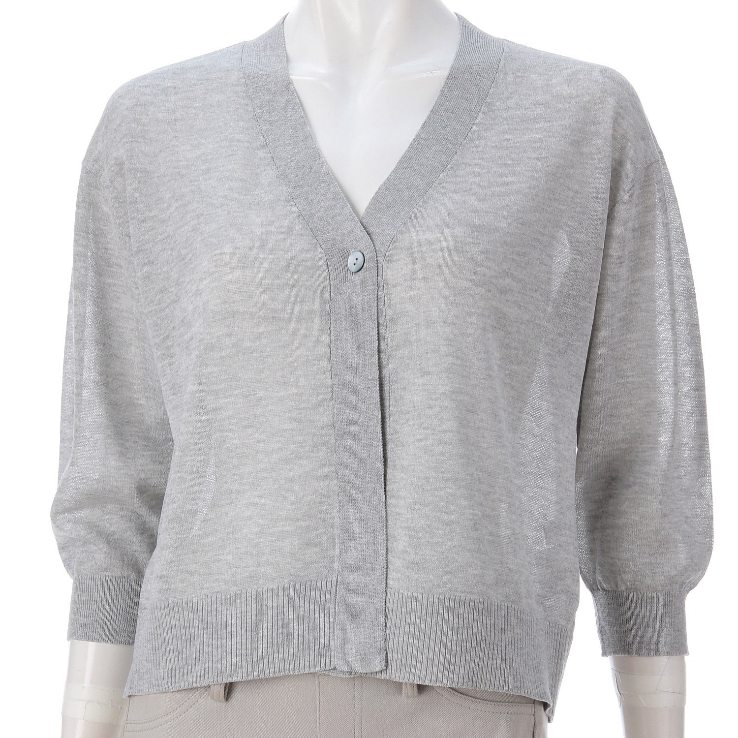 天竺一釦ショートVネックカーディガン