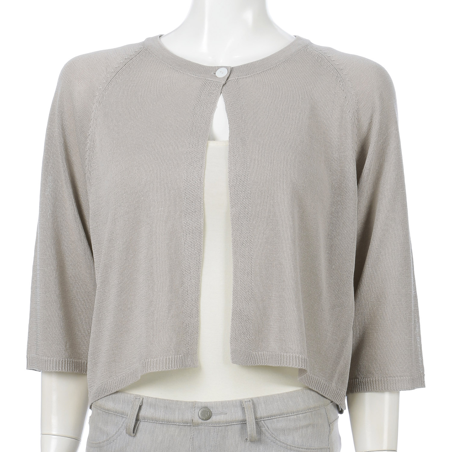 麻混ラグランショートカーディガン