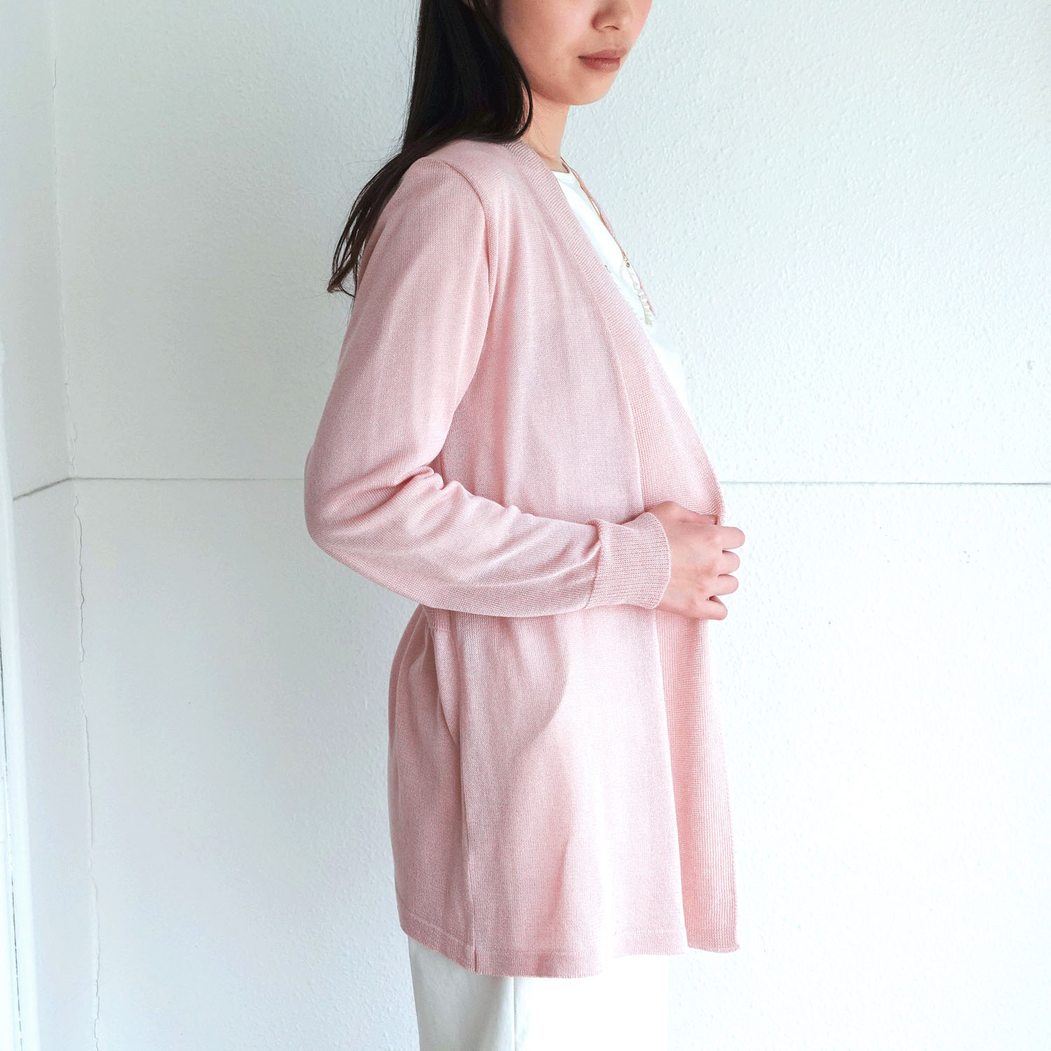 シルク混後ろギャザートッパーカーディガン - 画像2