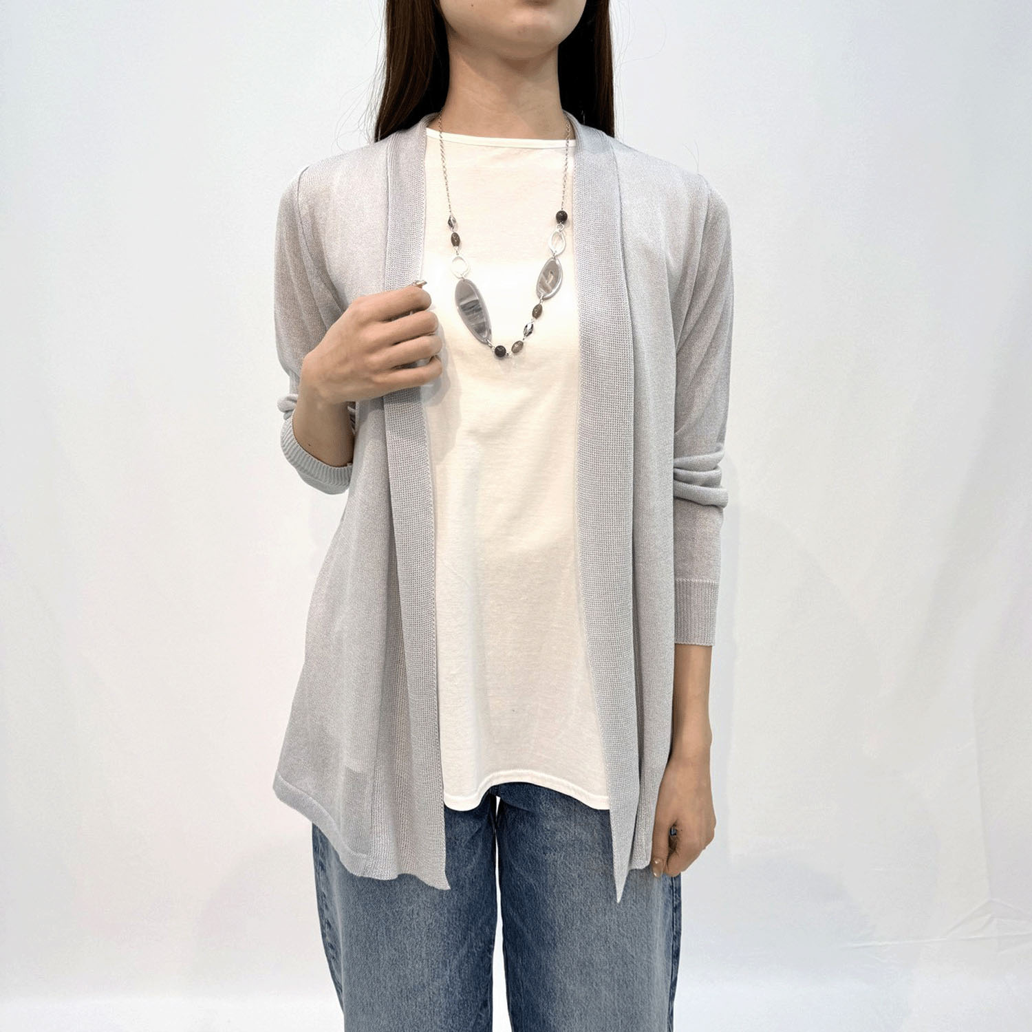 シルク混後ろギャザートッパーカーディガン - 画像5