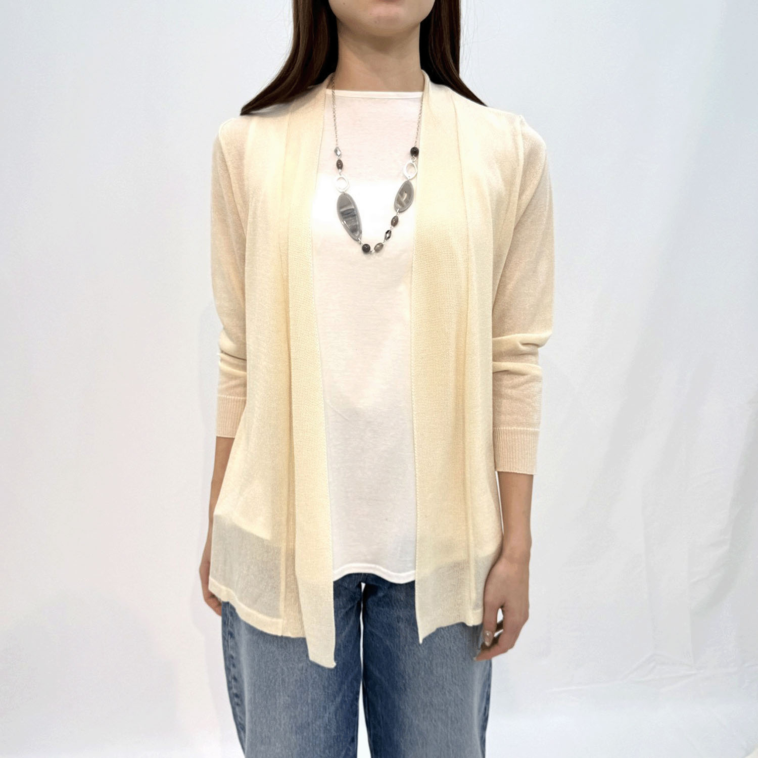 シルク混後ろギャザートッパーカーディガン - 画像7