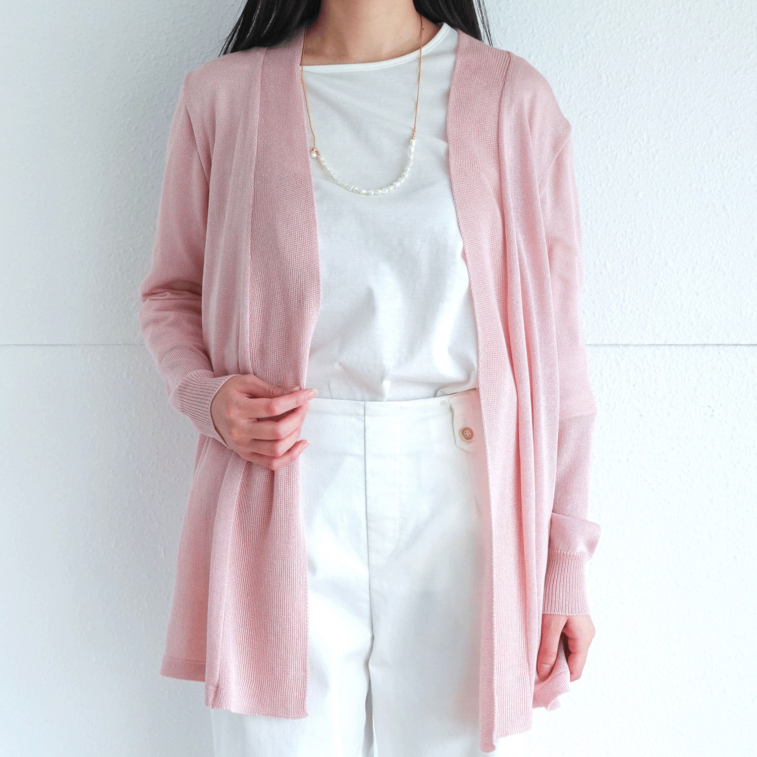 シルク混後ろギャザートッパーカーディガン - 画像1