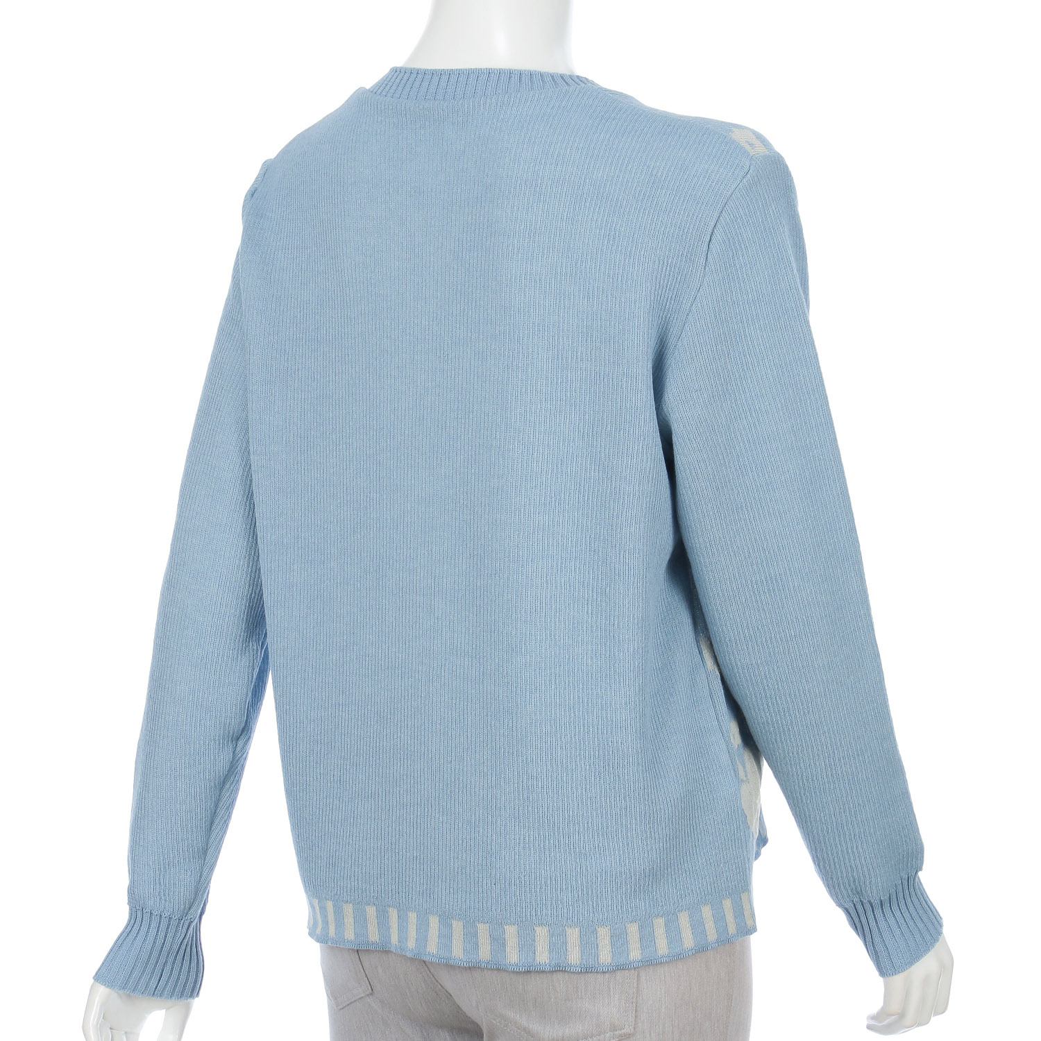 花柄膨れジャガード丸首カーディガン - 画像8