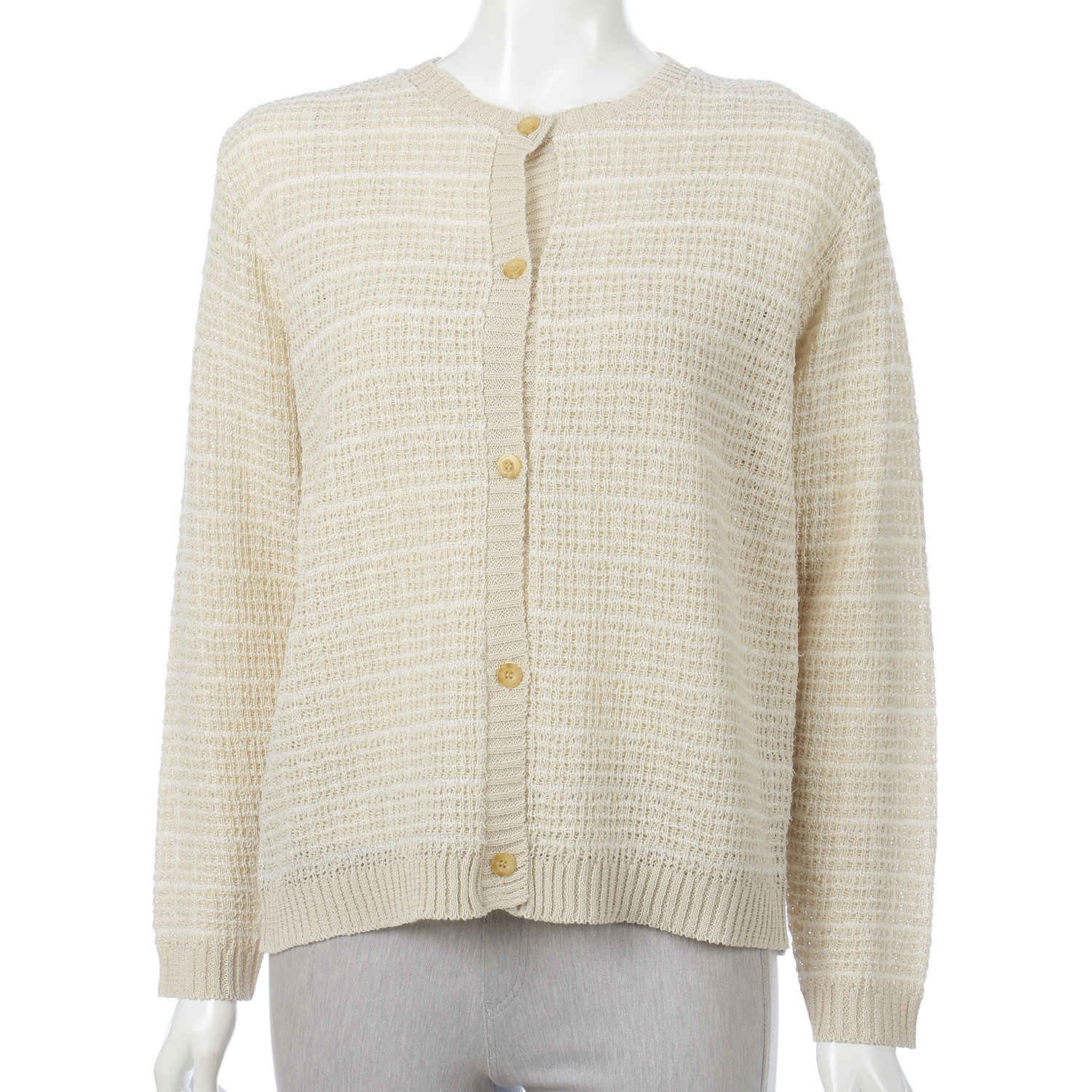 格子柄丸首カーディガン - 画像4