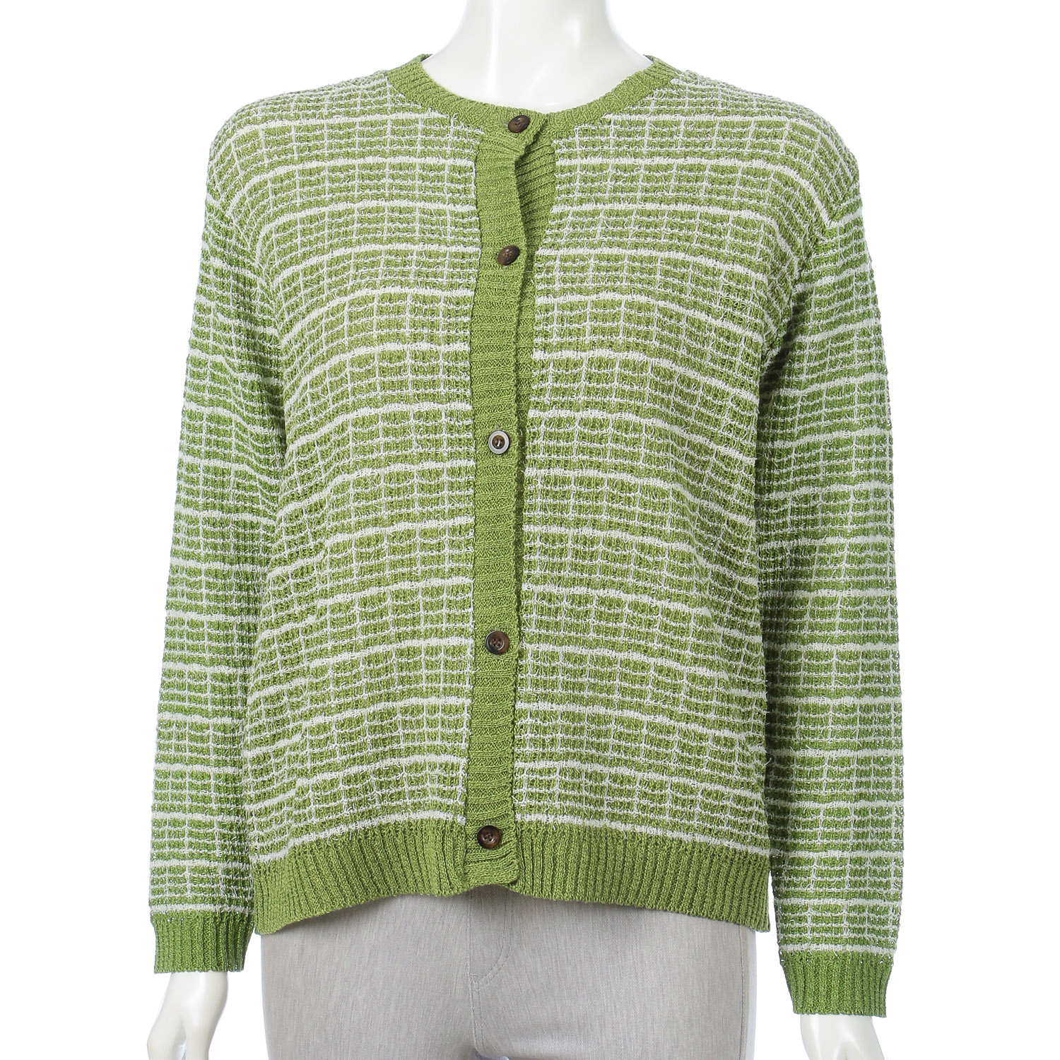 格子柄丸首カーディガン - 画像8