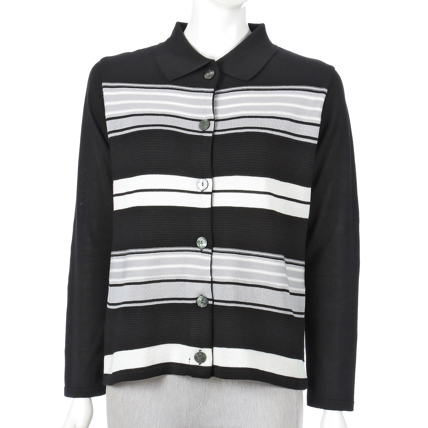 ボーダー衿付きカーディガン - 画像2