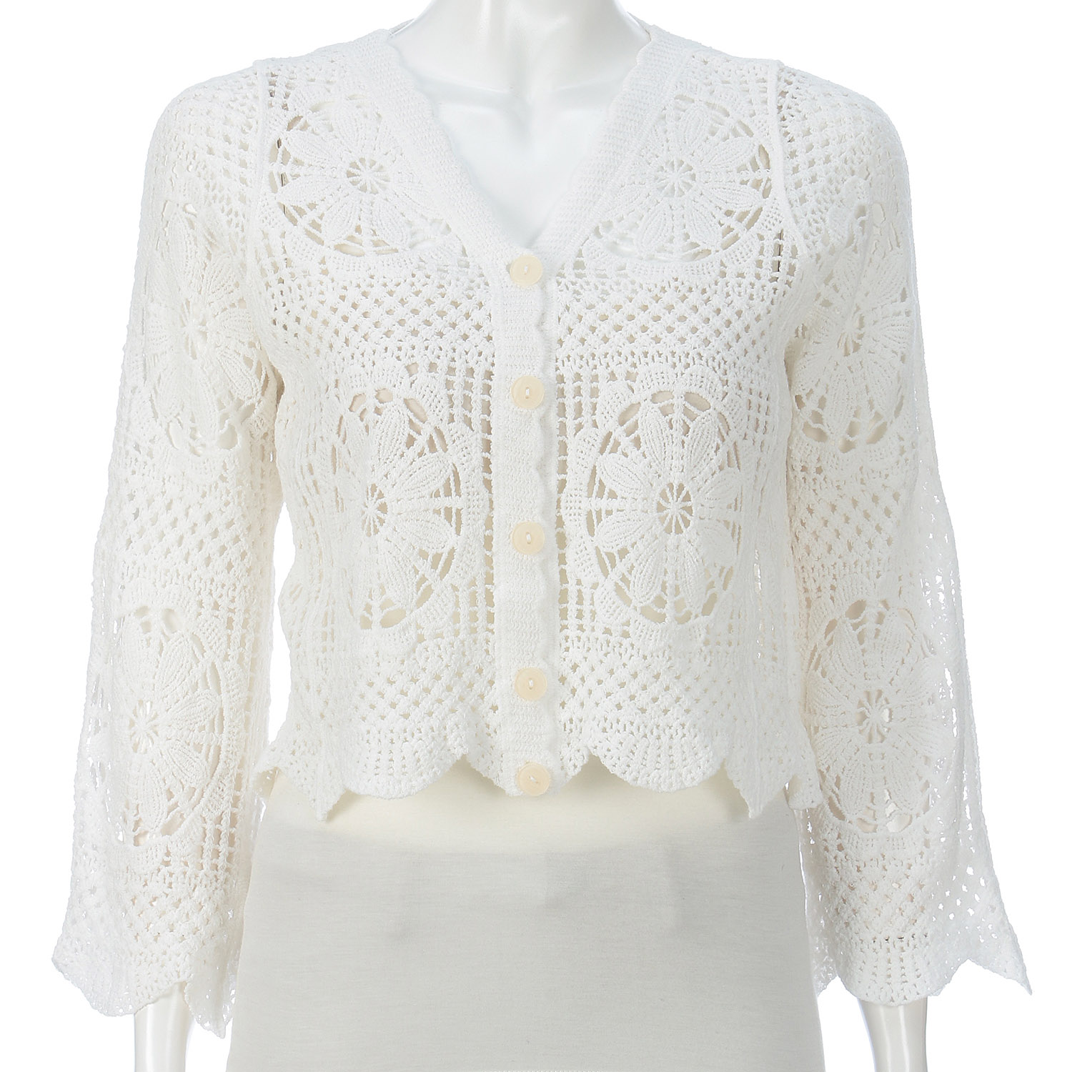 かぎ針Vネックカーディガン