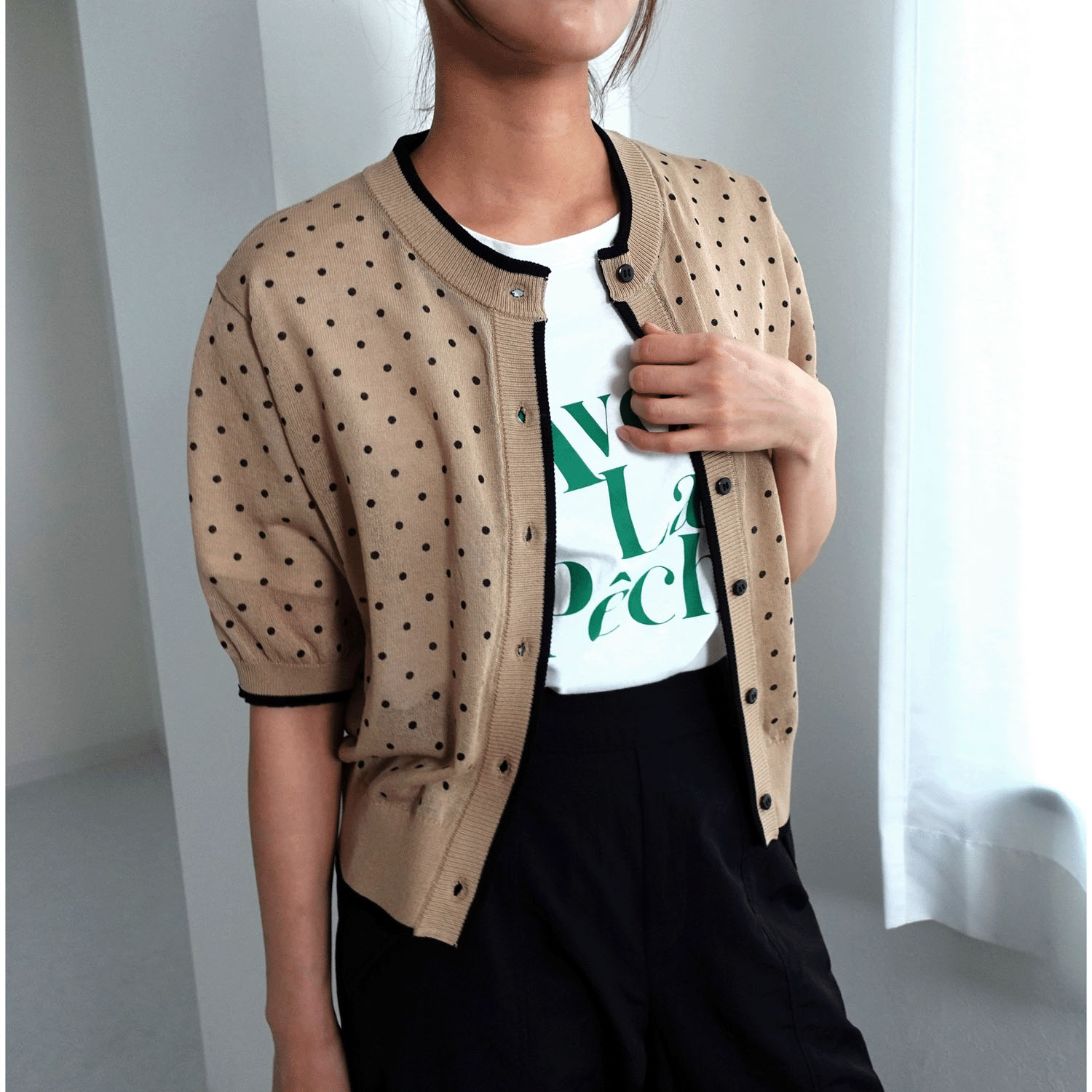 【my life】半袖ドットカーディガン