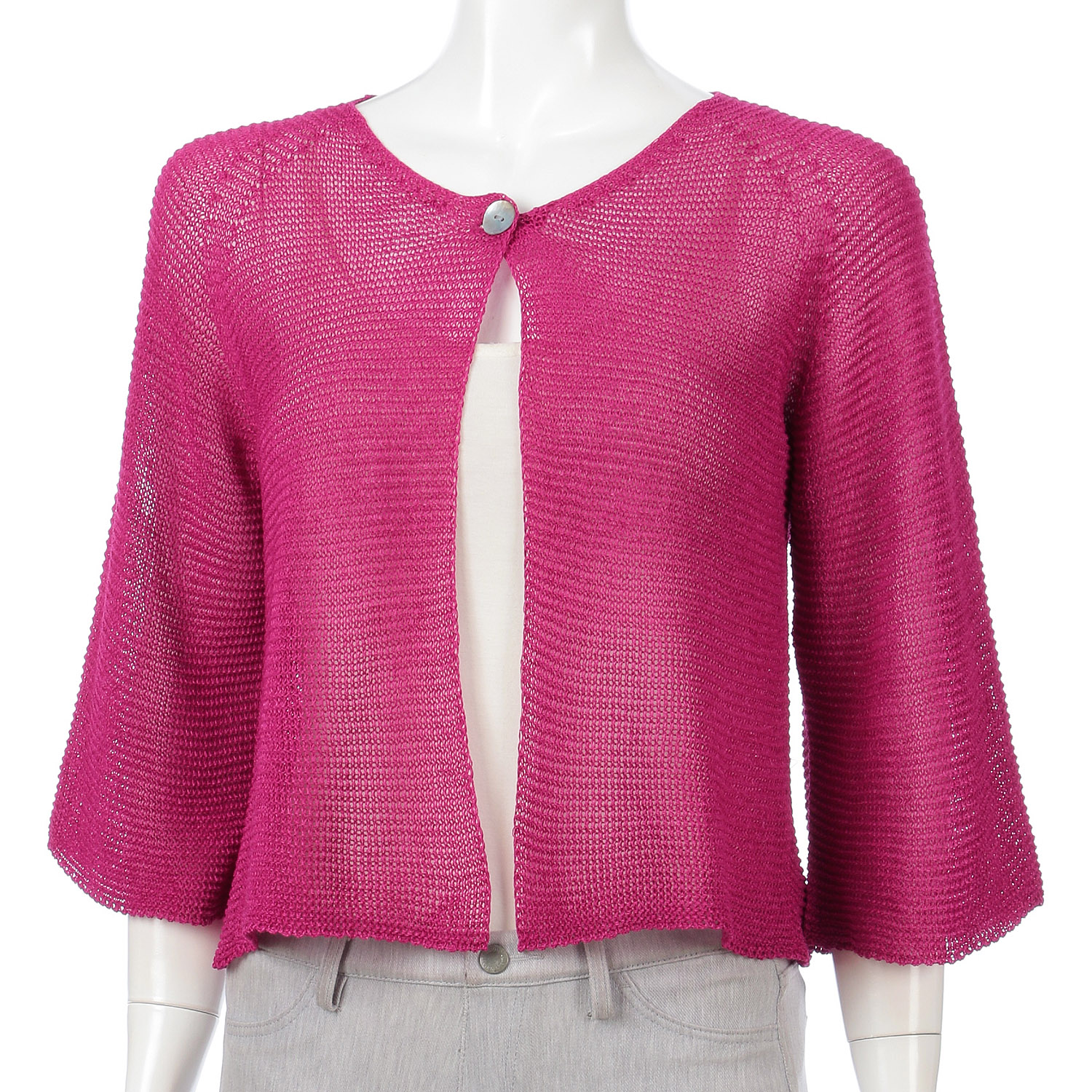 1つ釦ホールカーディガン - 画像3