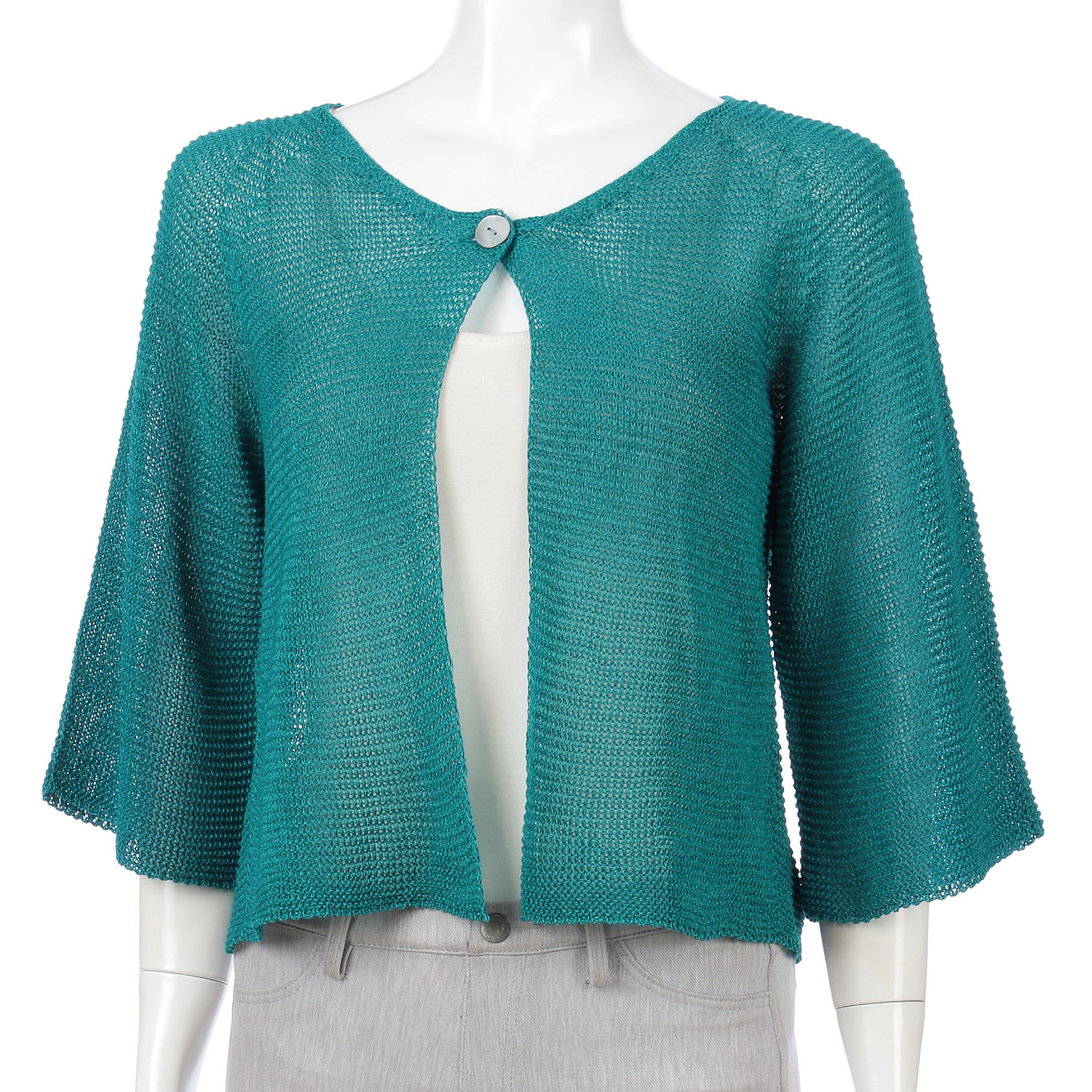 1つ釦ホールカーディガン