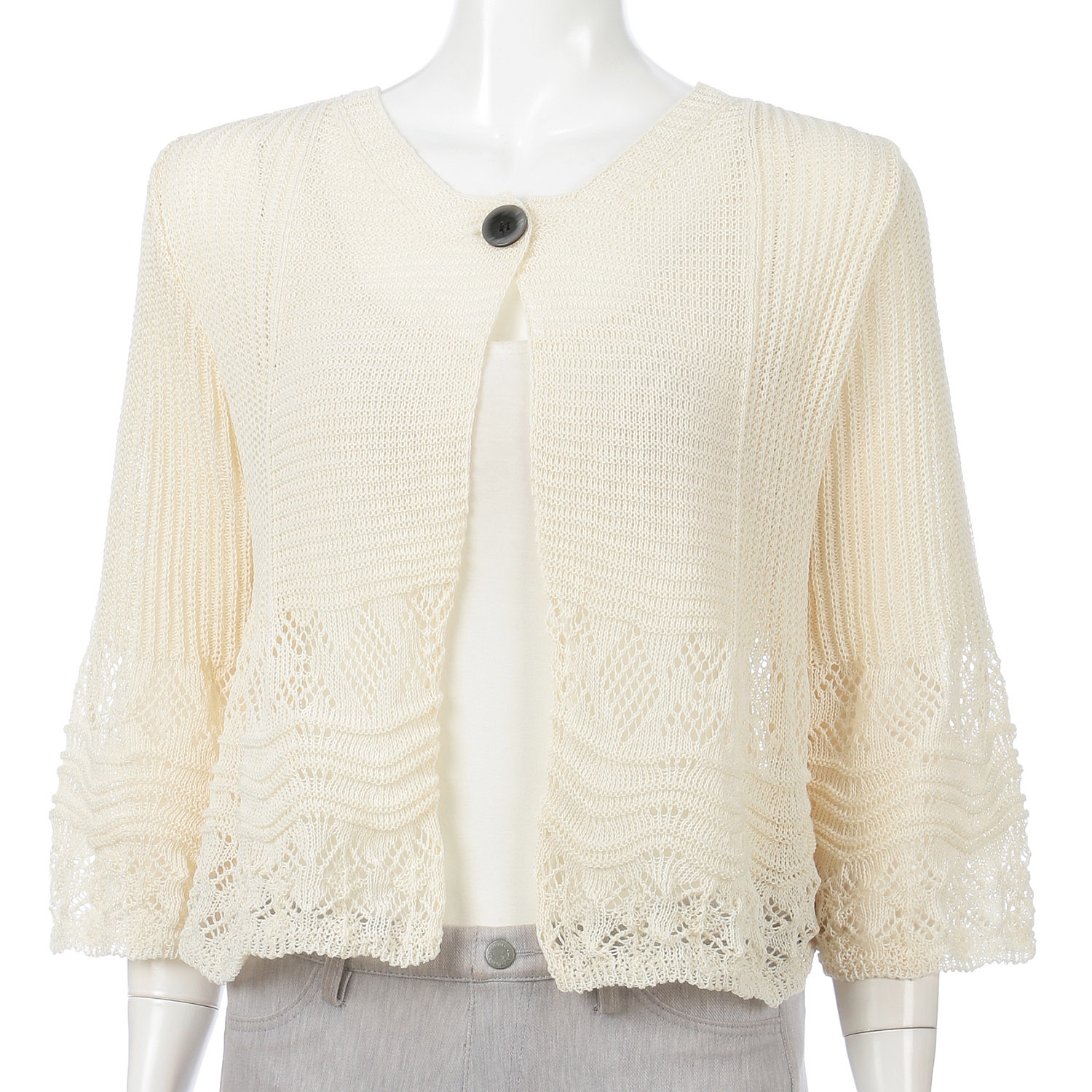 1つ釦ガ－タ－切り替えカーディガン - 画像3