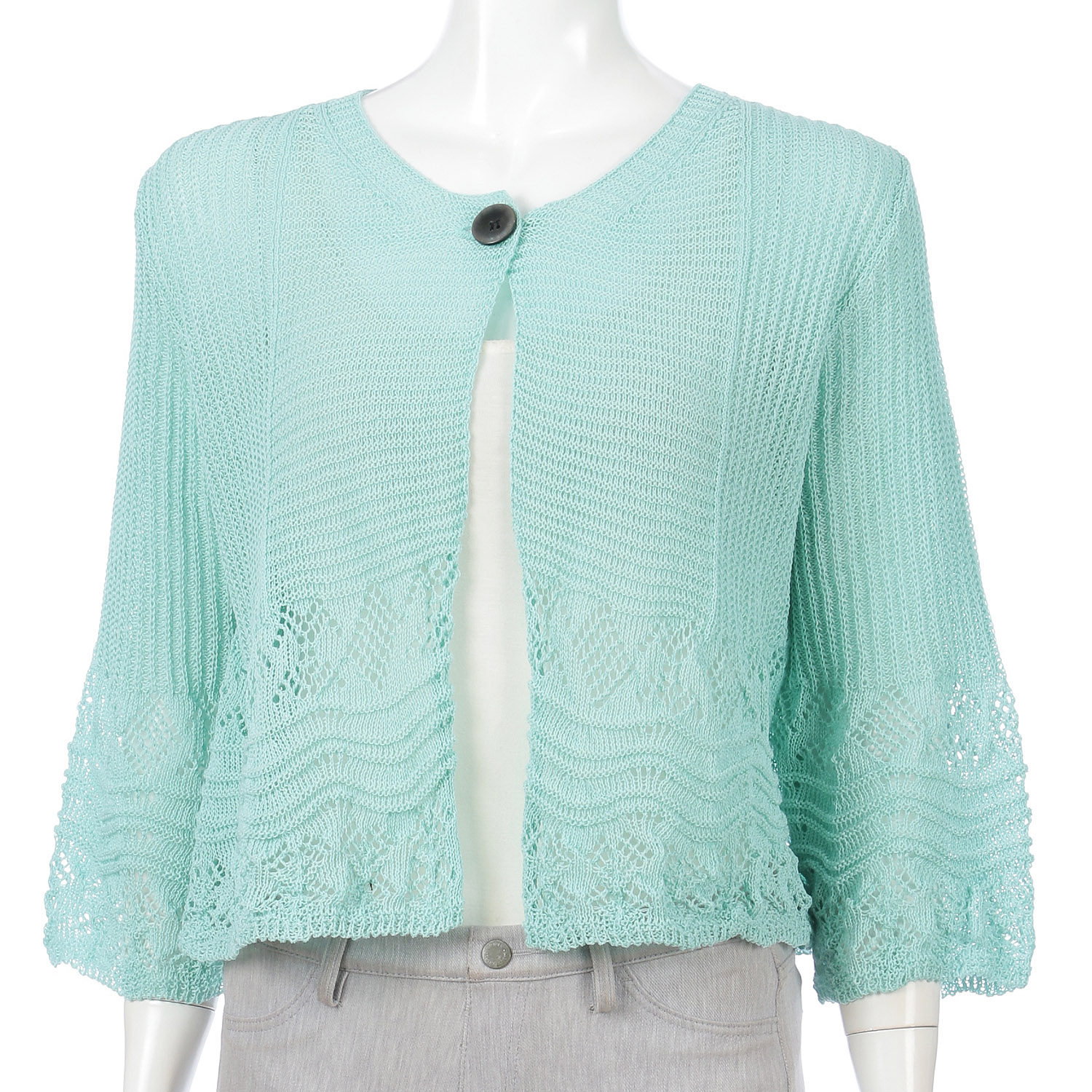 1つ釦ガ－タ－切り替えカーディガン