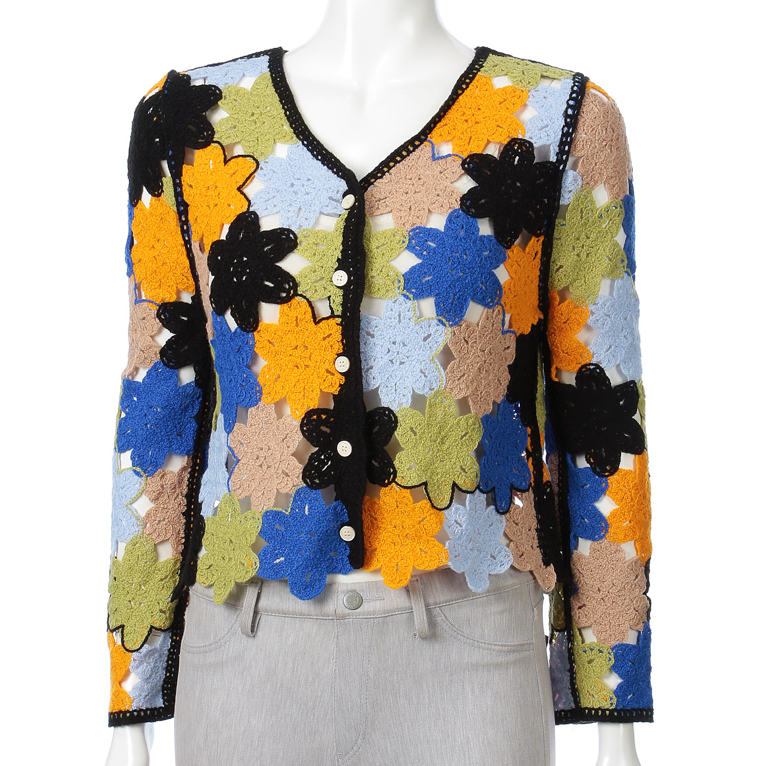 VERITE クロシェ風Vネックカーディガン - 画像2