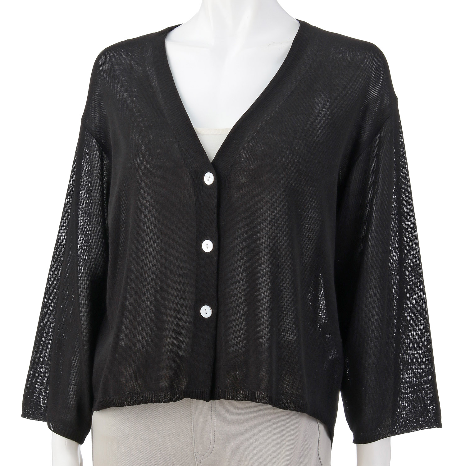 麻混天竺ショートカーディガン - 画像3