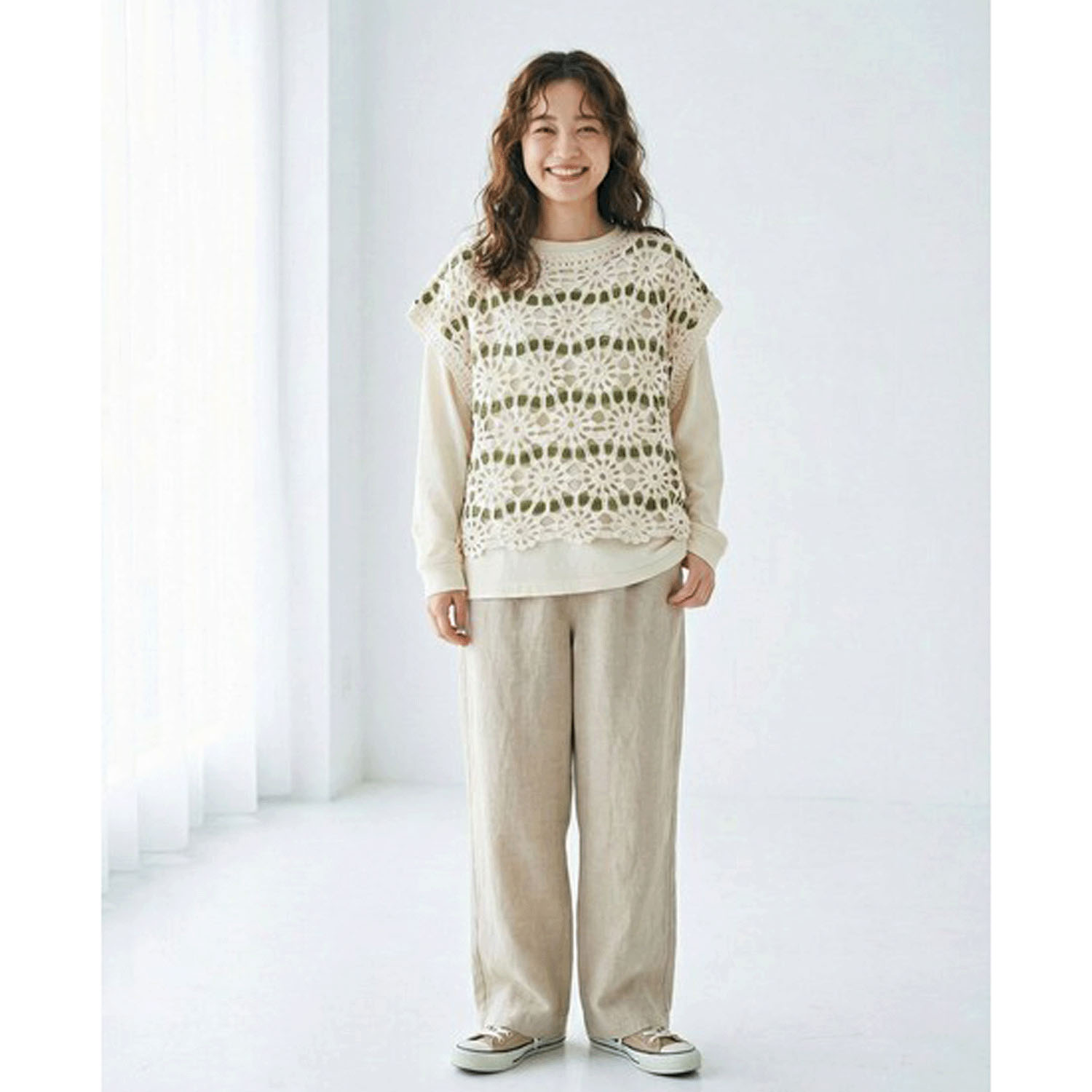 かぎ針風配色プルオーバーベスト - 画像2