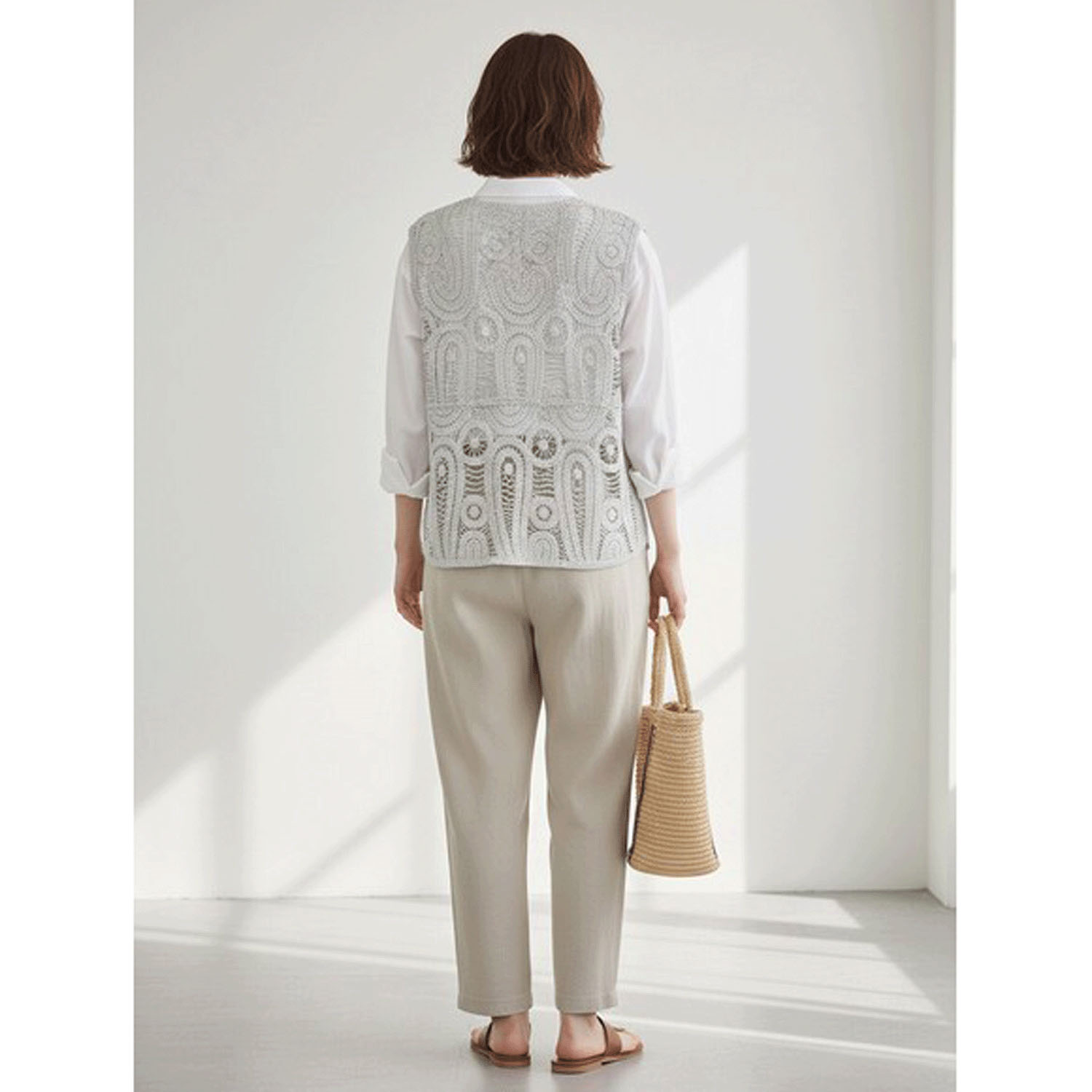 かぎ針風前開きベスト - 画像6