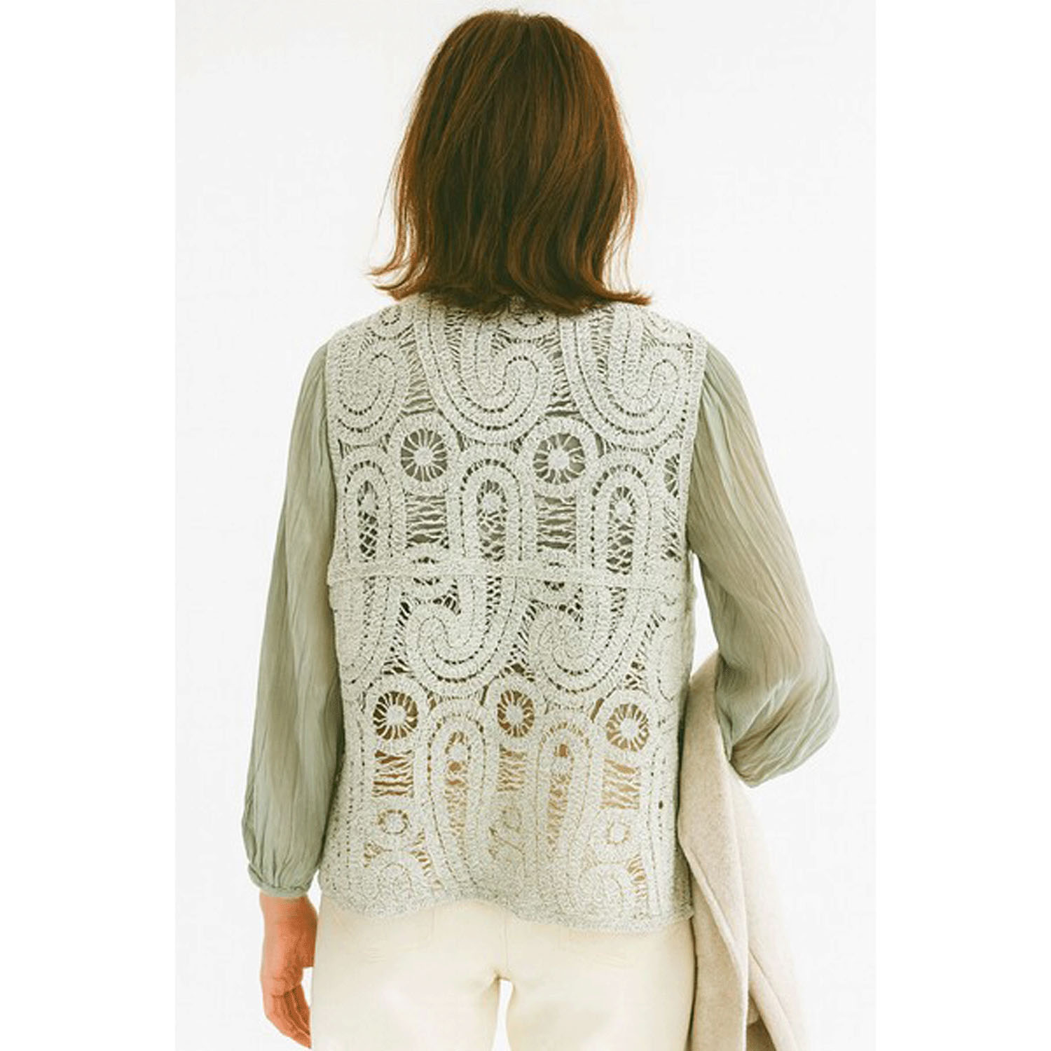 かぎ針風前開きベスト - 画像9