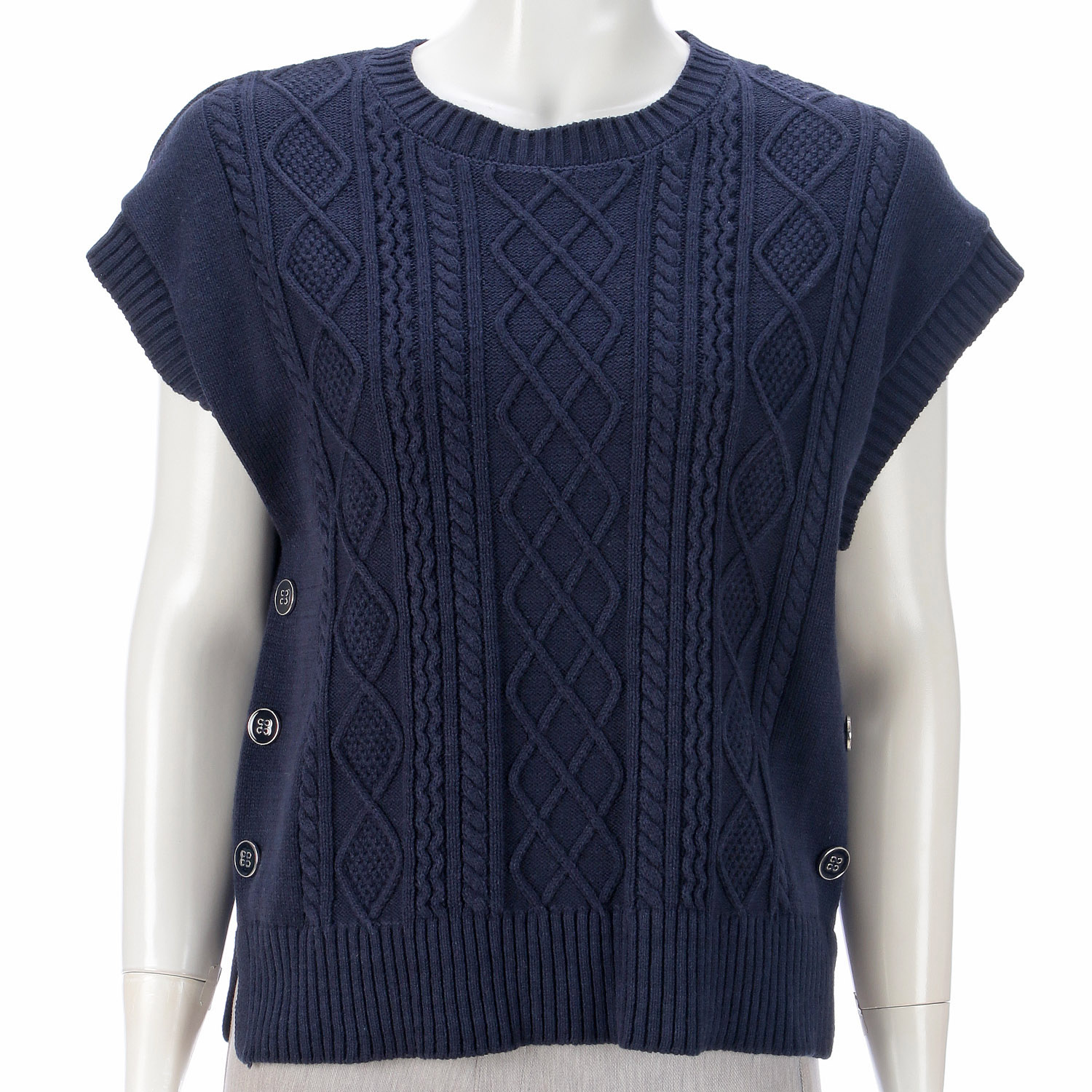 綿混ケーブル編みベスト - 画像14